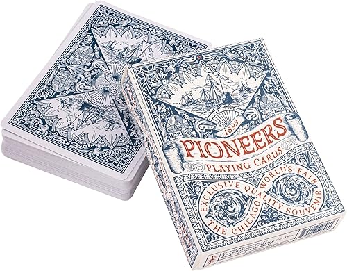 Ellusionist Pioneers - Baraja de cartas de juego, color azul, diseño vintage de Chicago World's Fair