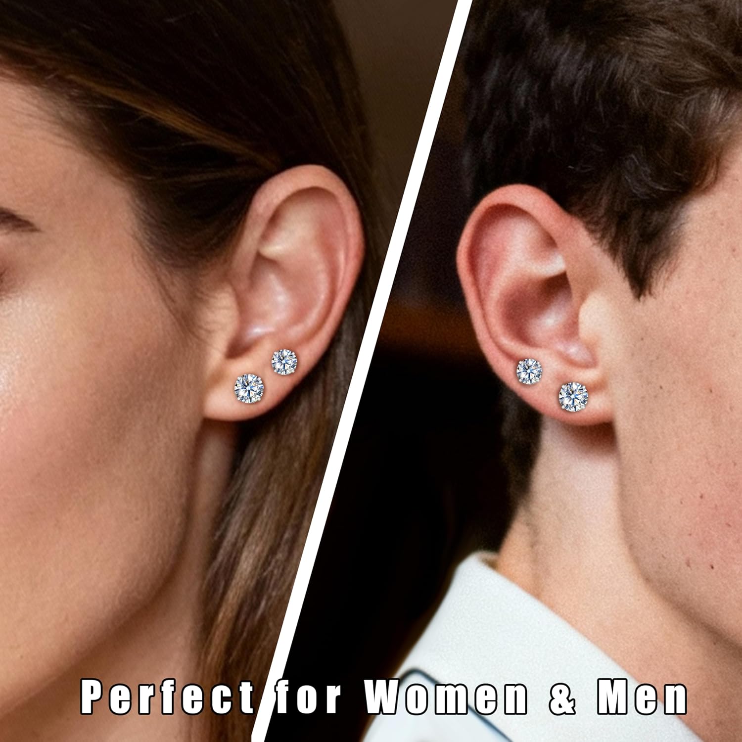 Limerencia Moissanite Stud Earrings, 18K Gold Plated G23 Titanium, Hypoallergenic Flat Back Earrings D Color VVS1 for Women & Men, Lab Grown Imitation Diamond Alternative Jewelry 1CT/1.2CT