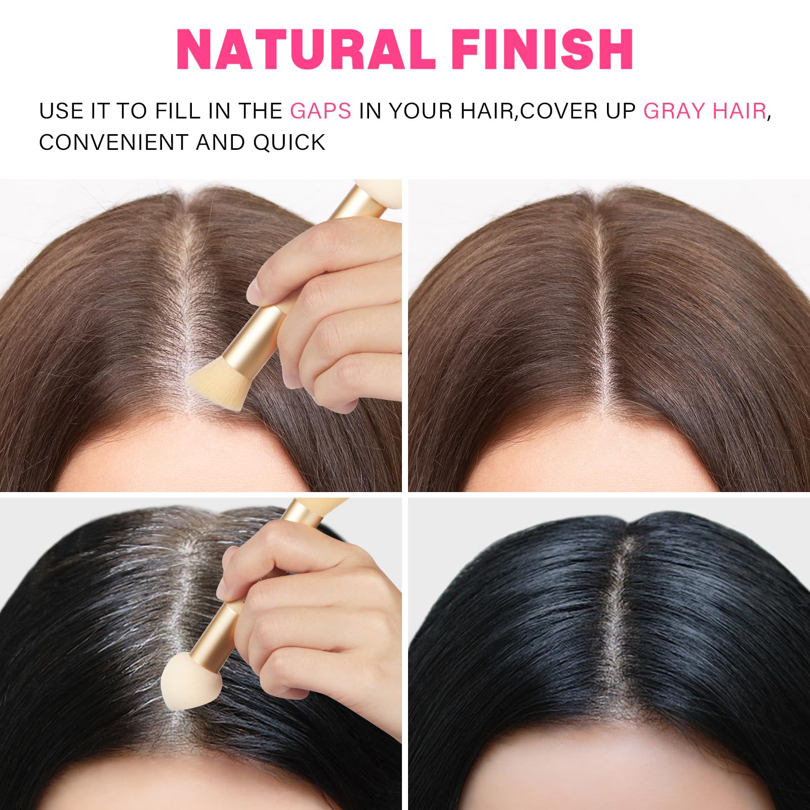 Brocha de maquillaje de doble extremo, cepillo de precisión para polvo para línea capilar con punta de esponja para mezclar sin costuras, cepillo corrector de cabello, cepillo para polvo para retoque