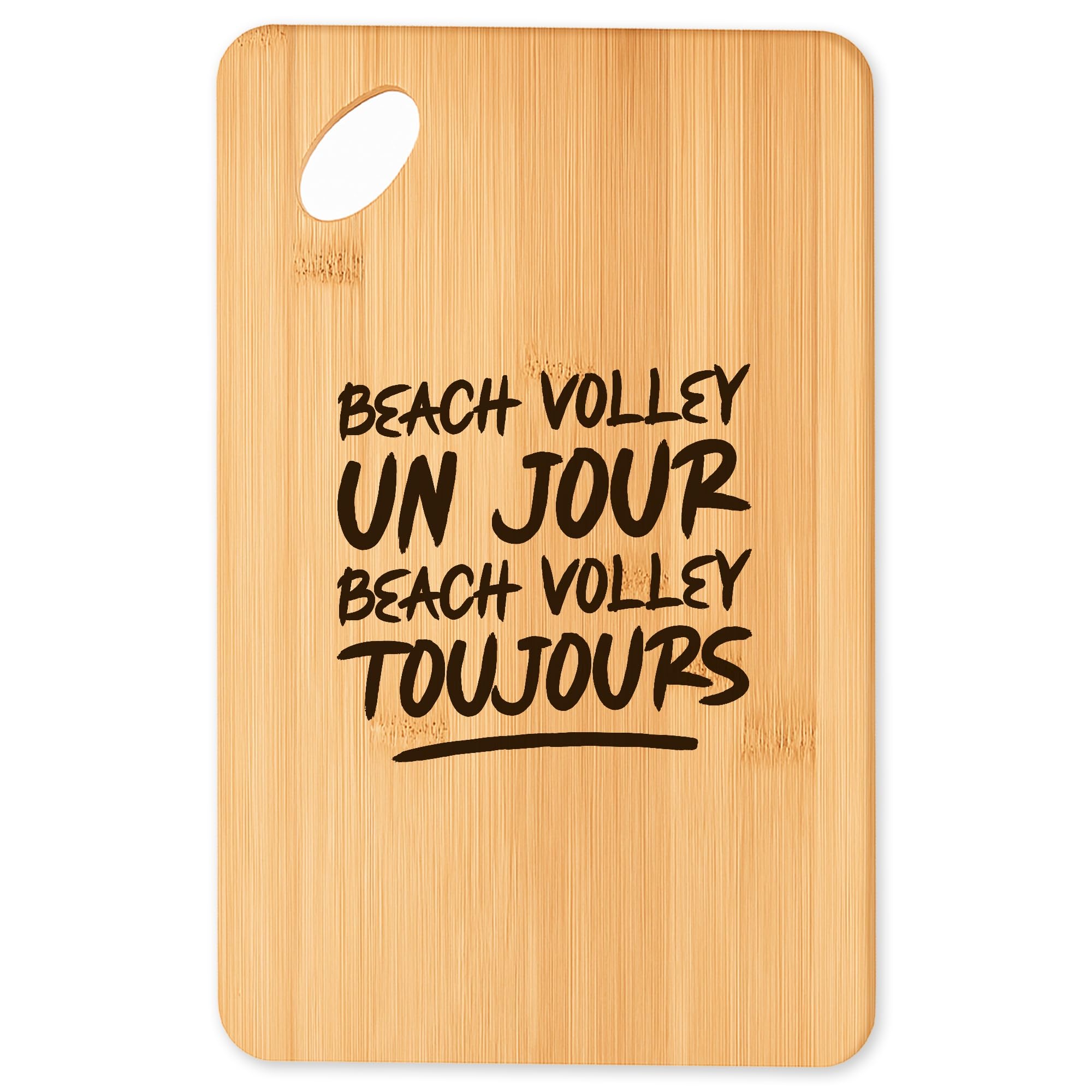 Planche à découper Beach volley : le cadeau original en bambou pour cuisine et barbecue