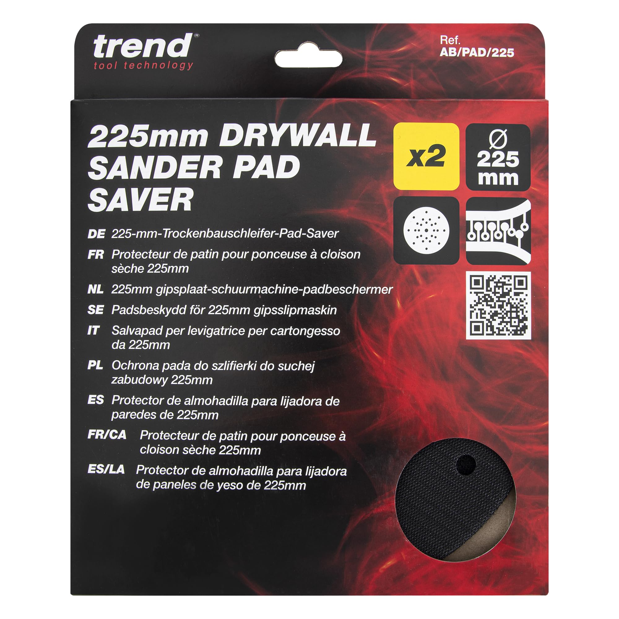 Trend 225 mm Pad Saver for Drywall ROS Sanders 2 Pack, Hook and Loop Barrier for Dust Control and Pad Protection AB/PAD/225 - Image 4