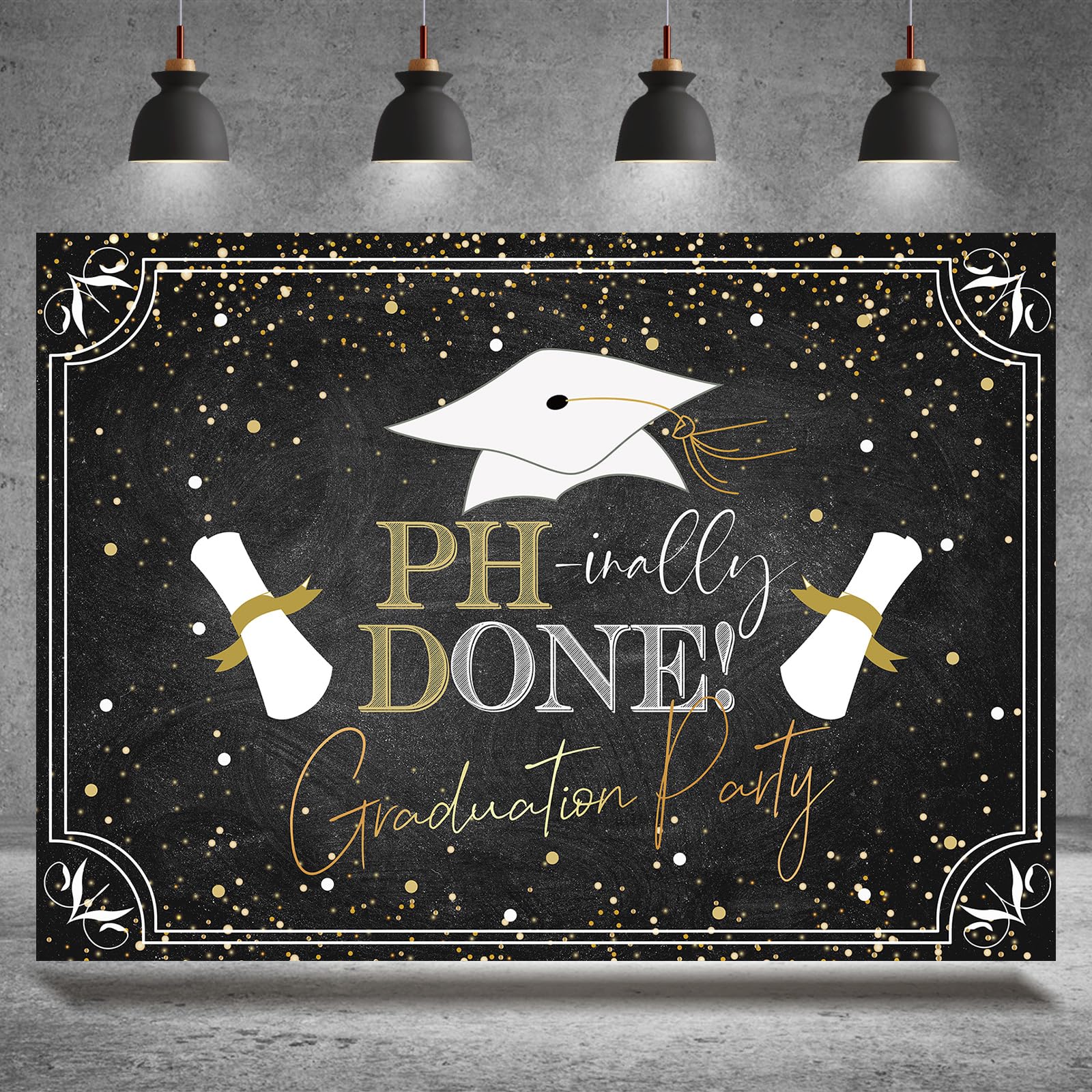 Rsuuinu PHD Graduation Backdrop Phinally Done Graduation Party Photography Background 7x5ft Congrats Grad 2024 Celebration Party Decoration Supplies