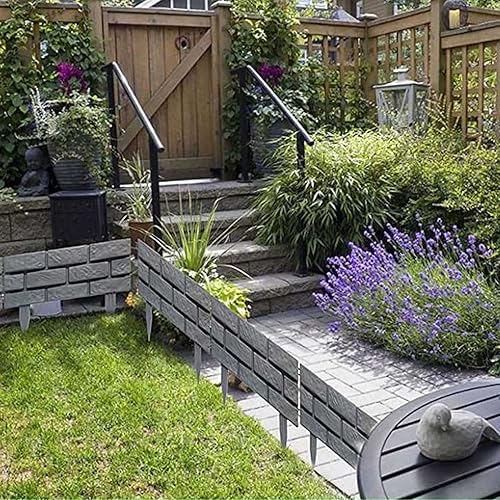 Miniatura 9 de Bricks Stone Design Garden Lawn Edge Fence 510 Pcs Yard Landscaping Fence Liner Kit de barrera de paisaje decorativo para césped (rojo, 10 unidades)