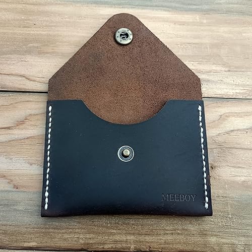 Miniatura 6 de Handmade Business Credit ID Card Case Card holder Pocket Credit Card Holder Slim Wallet Leather front pocket Wallet Coffee