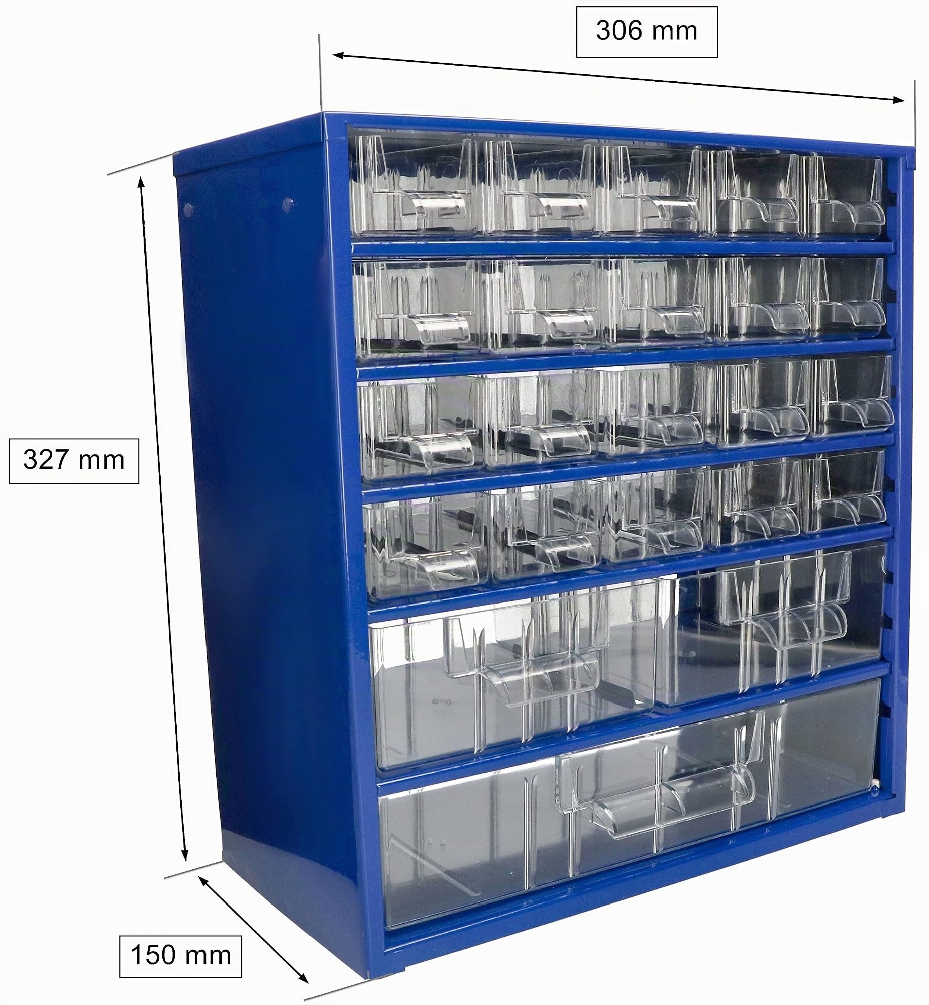 KOTARBAU® Werkstatt-Aufbewahrungsbox mit Schubfächern 306x327x155 Sortierkasten 20K2M1G Kleinteilemagazin Blau Metall