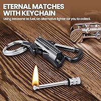 Vista 2 de YUSUD 2 Pack Keychain Bottle Opener for Men, Permanent Match with Dual Side Flint Fire Starter, Waterproof Reusable Matchstick, Forever Match for