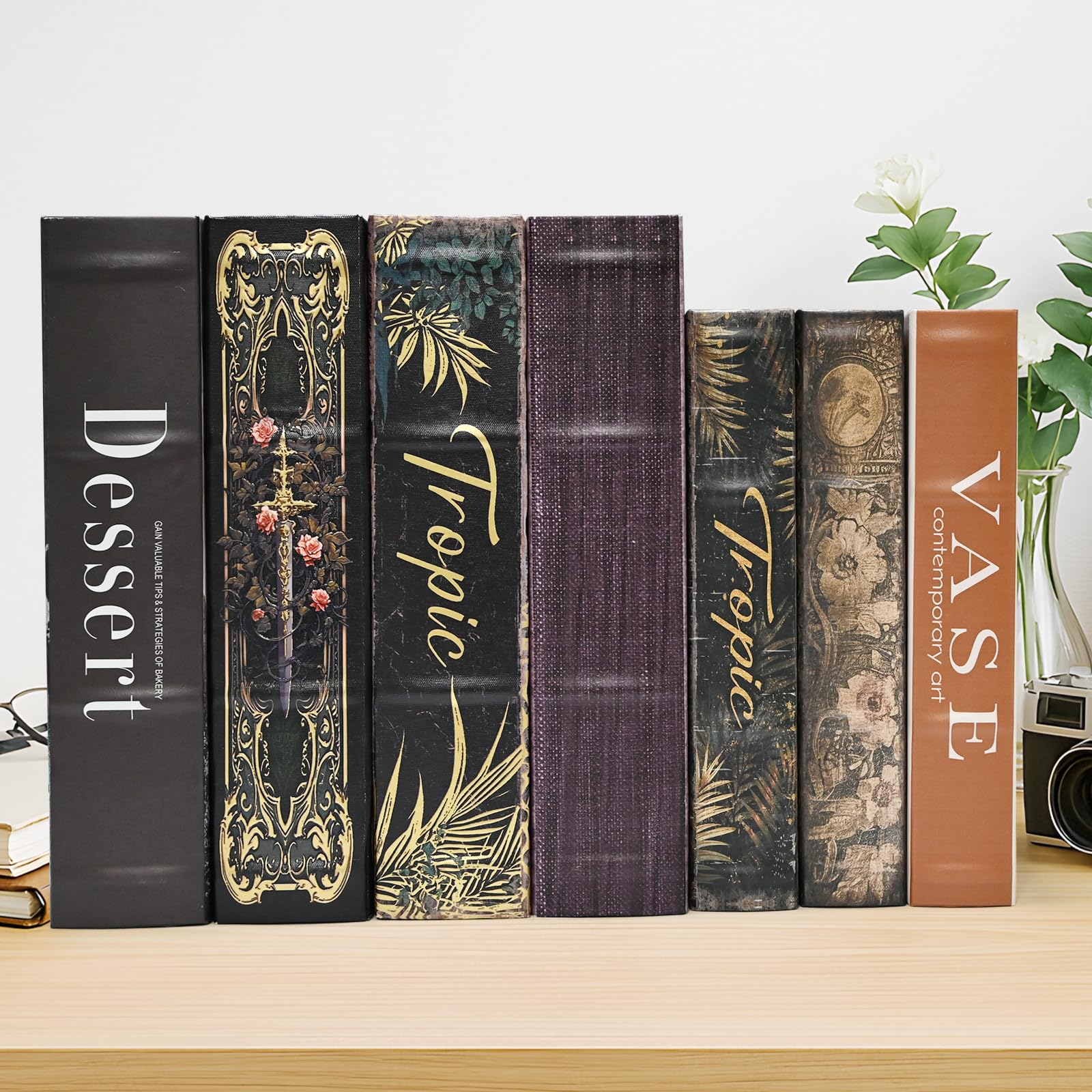 Premium Leather Book Shaped Box Decorative Storage with Embossed Design, Secret Safe for Valuables,Remote Control Holder Decorative Vintage Pattern Large Size Box: Brown magazine