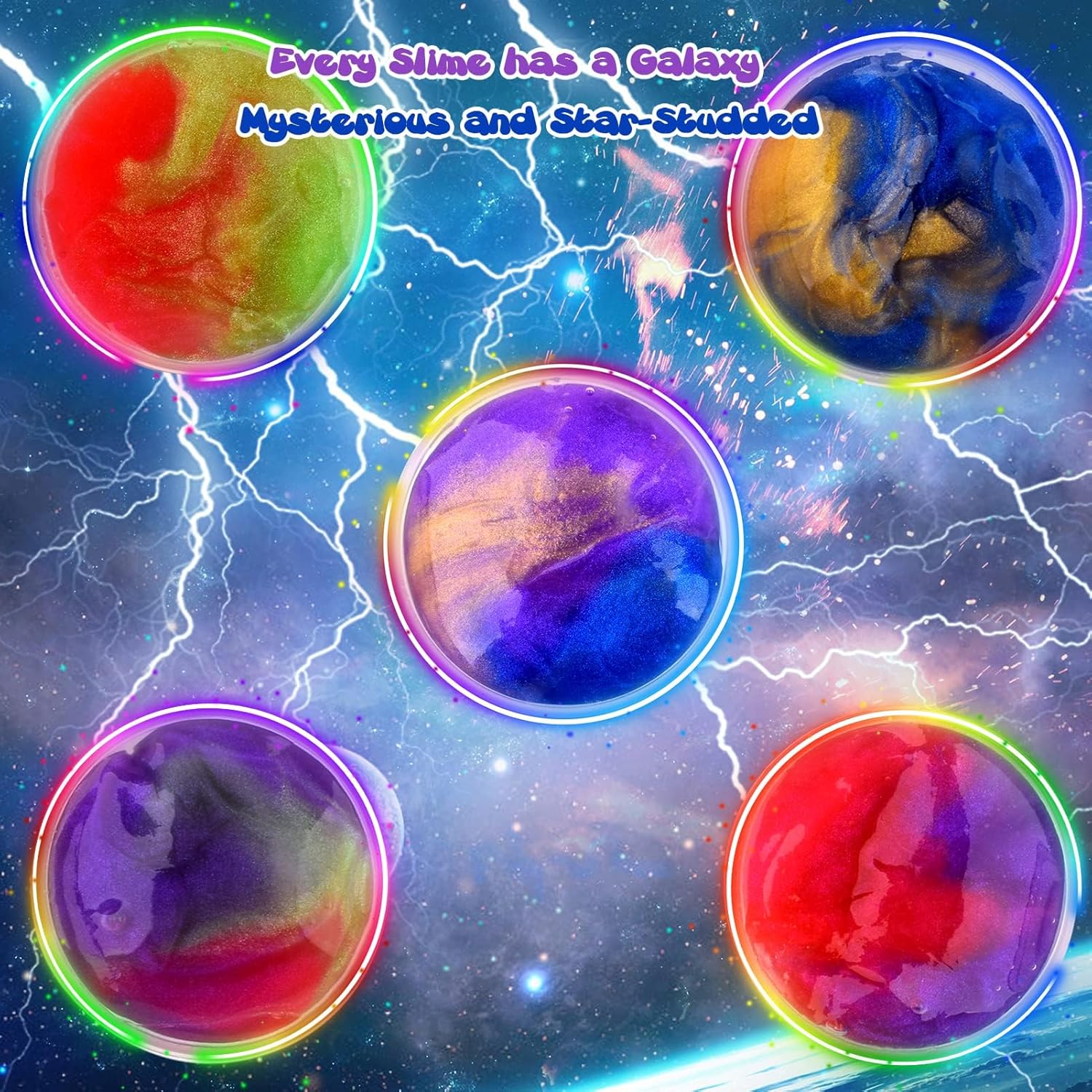 Galaxy Slime Kit with 60 Pack,Easter Slime Party Favors for Kids, Non Sticky,Wet,Soft Sludge Toy Mini Slime Bulk for Boys Girl, Stress Relief,Goodie Bags, Christmas Stuffers