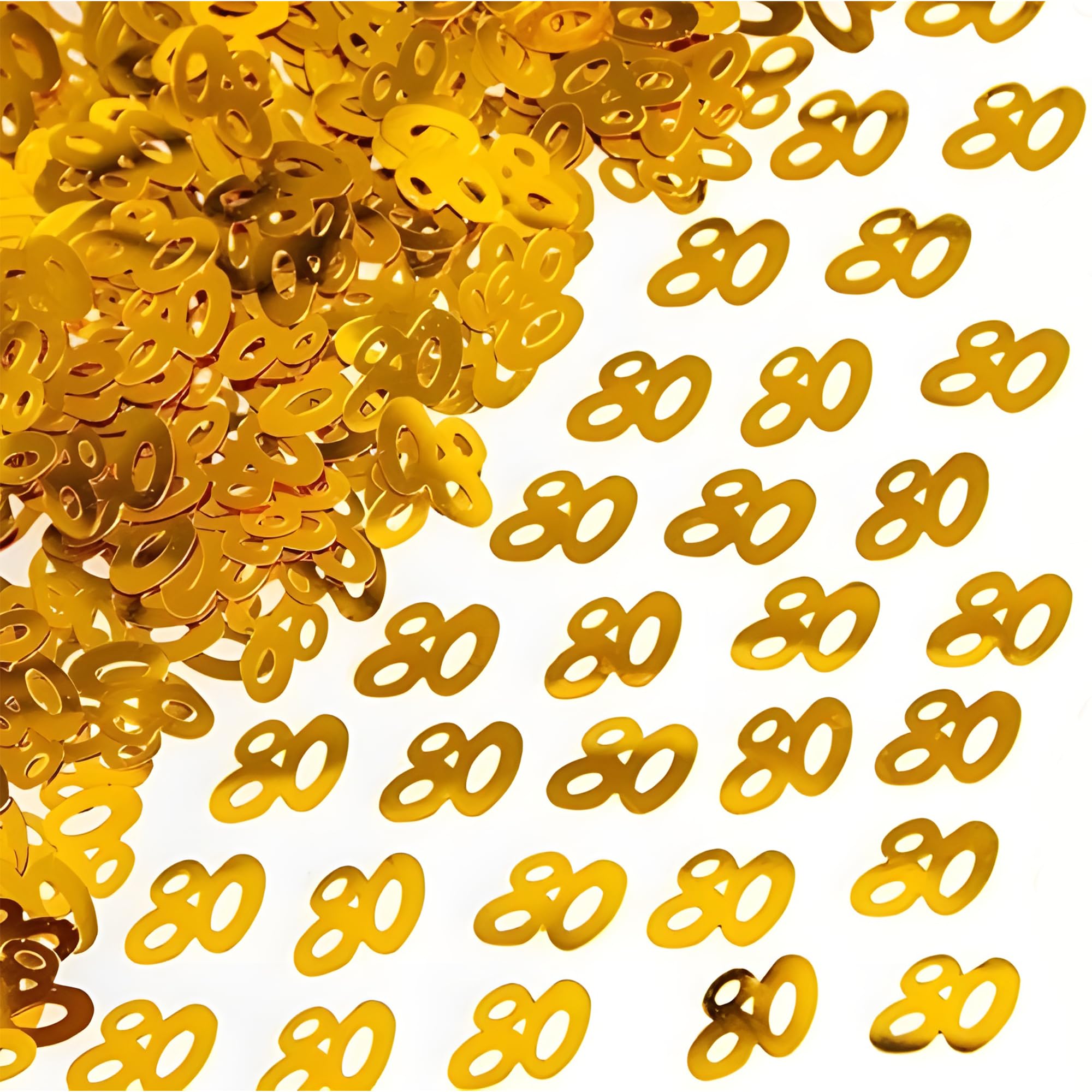 SHATCHI 14g Gold 80th Birthday Confetti Foil Metallic Glitz Table Scatter Sprinkles Age Bday Party Decorations, 12mm