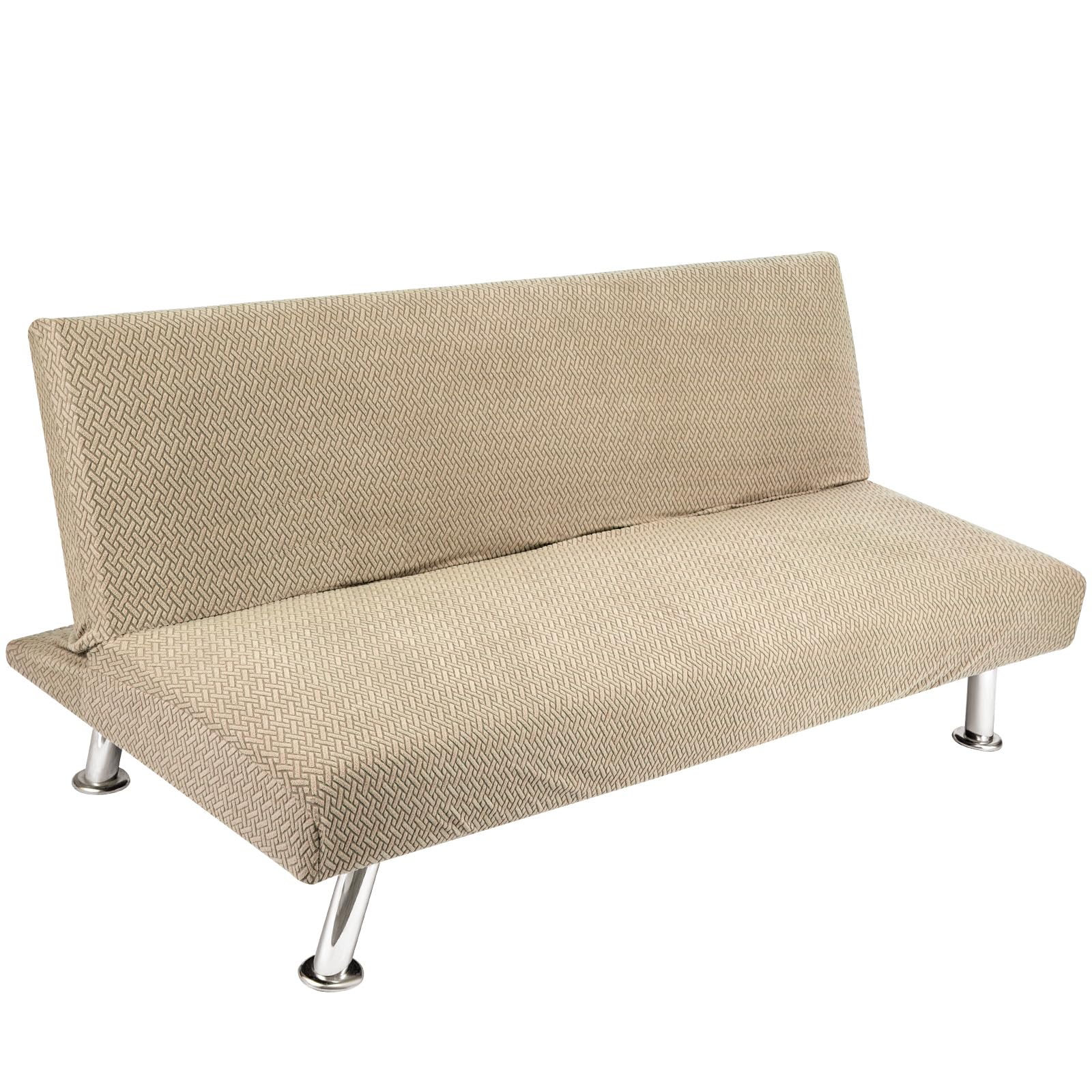 Trintion Sofa Bed Cover Armless 2/3 Seater Elastic Sofa Cover Polyester Spandex Stretch Futon Slipcover Protector (Camel, S)