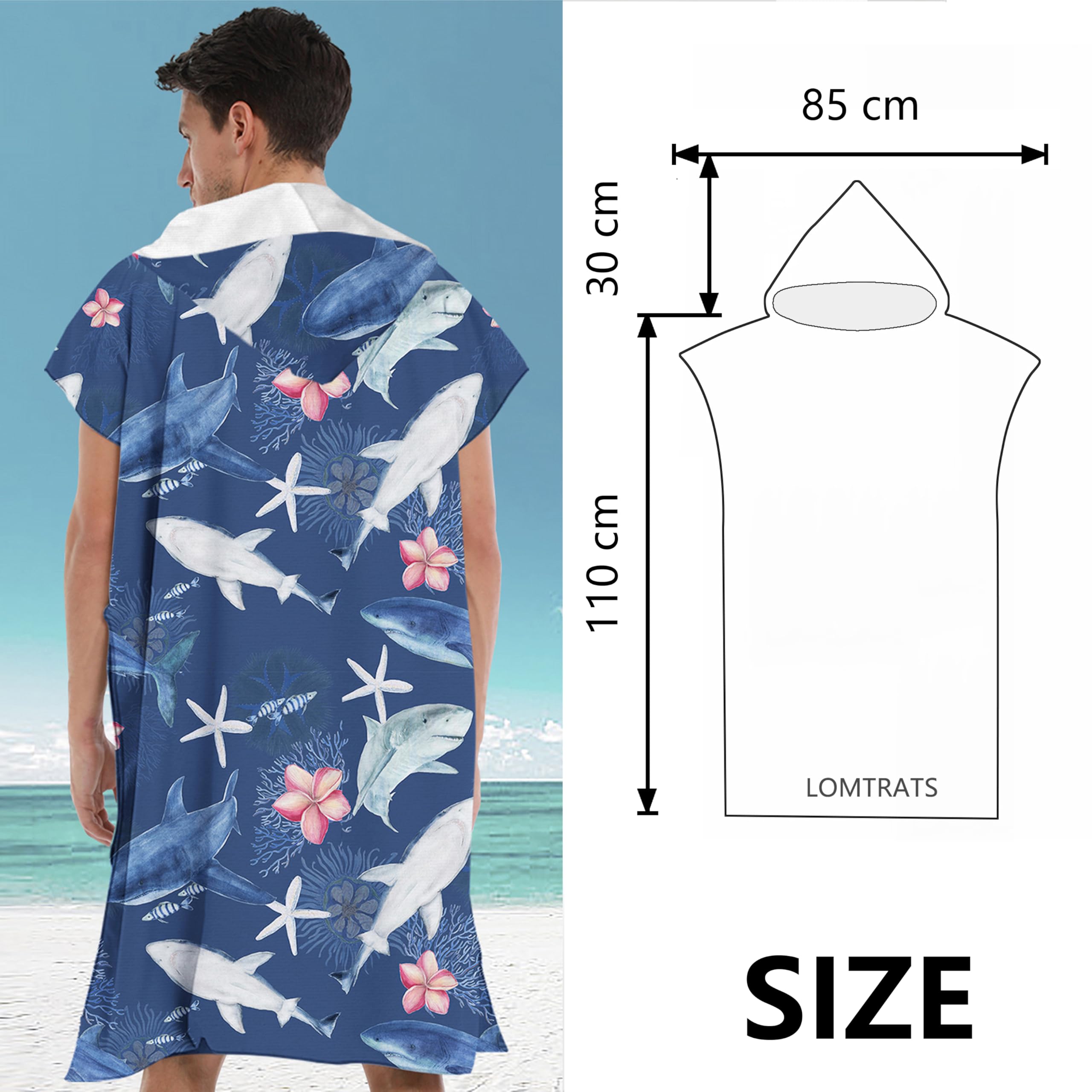 LOMTRATS Quick-drying Surf Poncho, Changing Towel, Bathrobe - Image 3