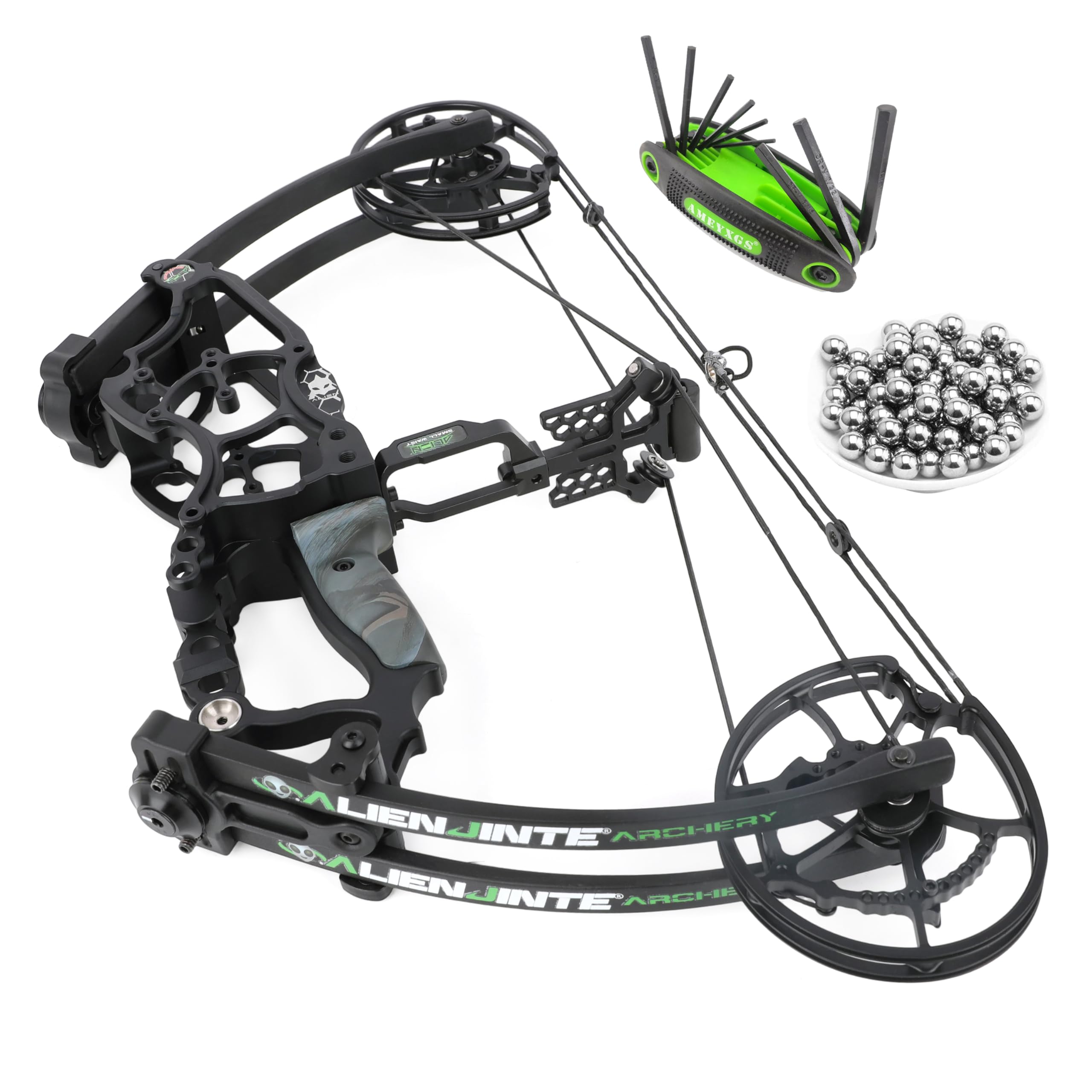 17" Compoundbogen Kit 30~70lbs Einstellbare Stahlkugelbogen Dual Use Jagdbogen Erwachsenebogen RH&LH kann Pfeil und Stahlkugel