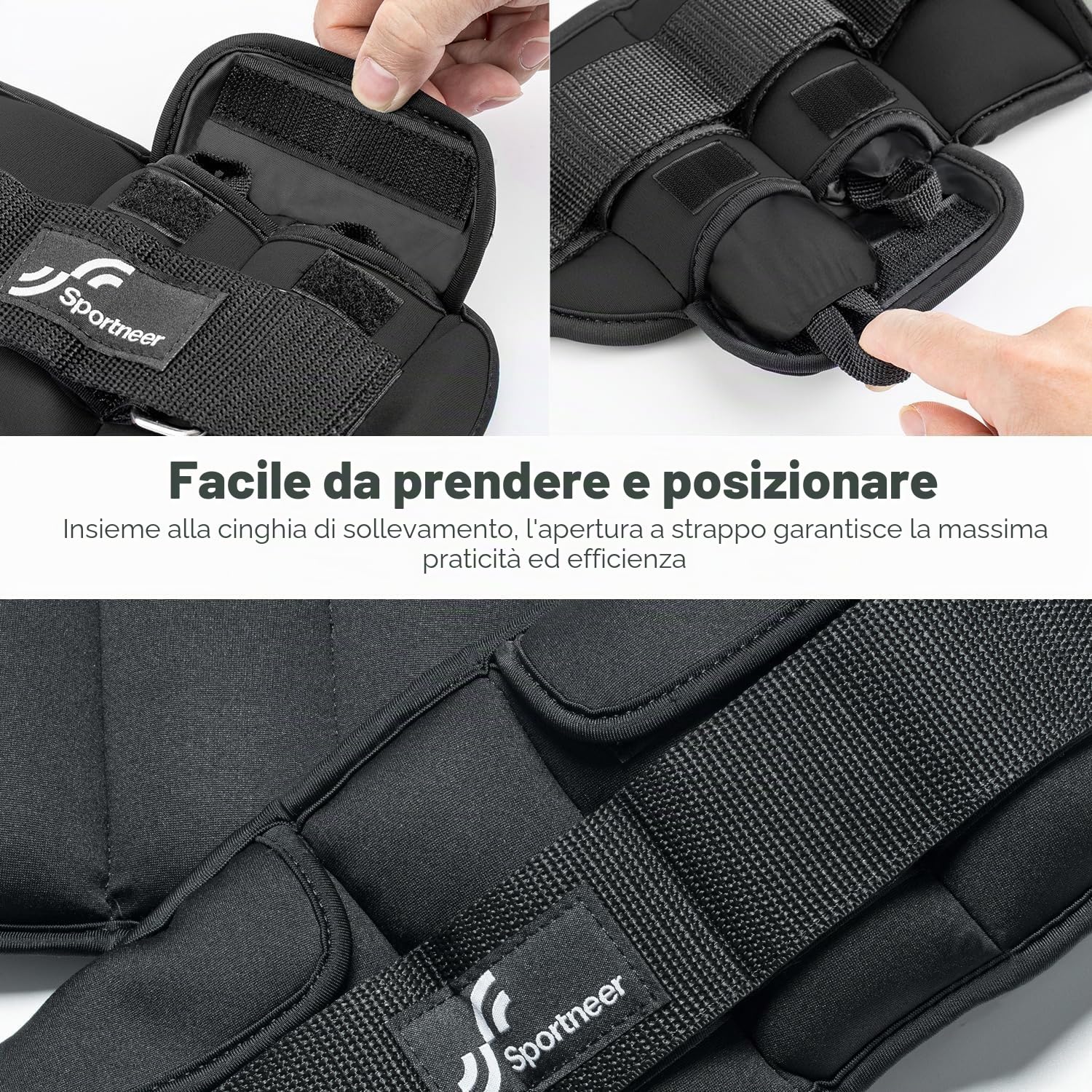 Sportneer Pesi alla caviglia regolabili: pesi delle gambe regolabili migliorati, pesi pesi per palestra, fitness, allenamento, 0,5 – 2,3 kg per caviglia, 0,9 – 4,5 kg per coppia