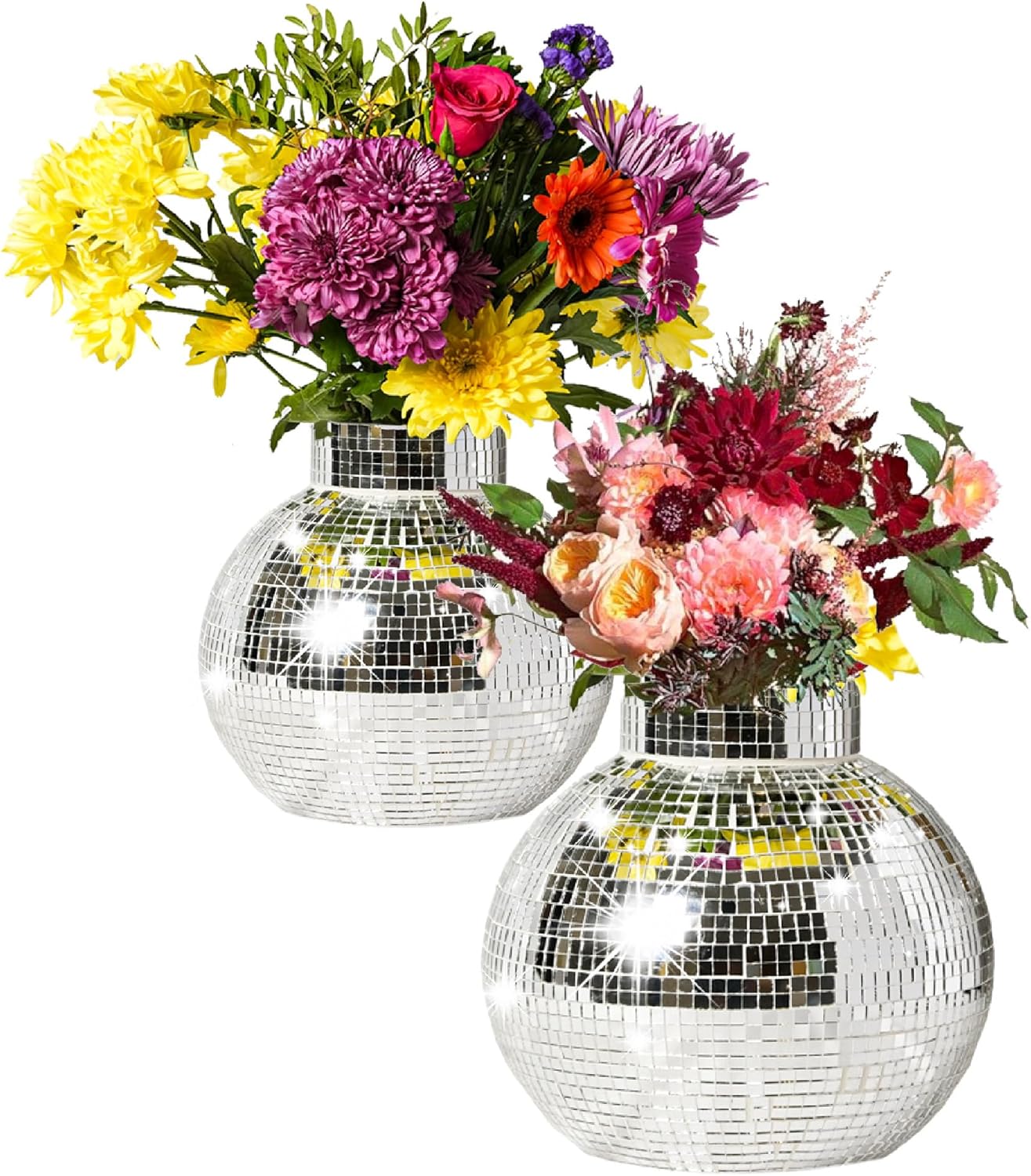 Disco Ball Planter 7” 2 Pack Disco Ball Vase for Flowers