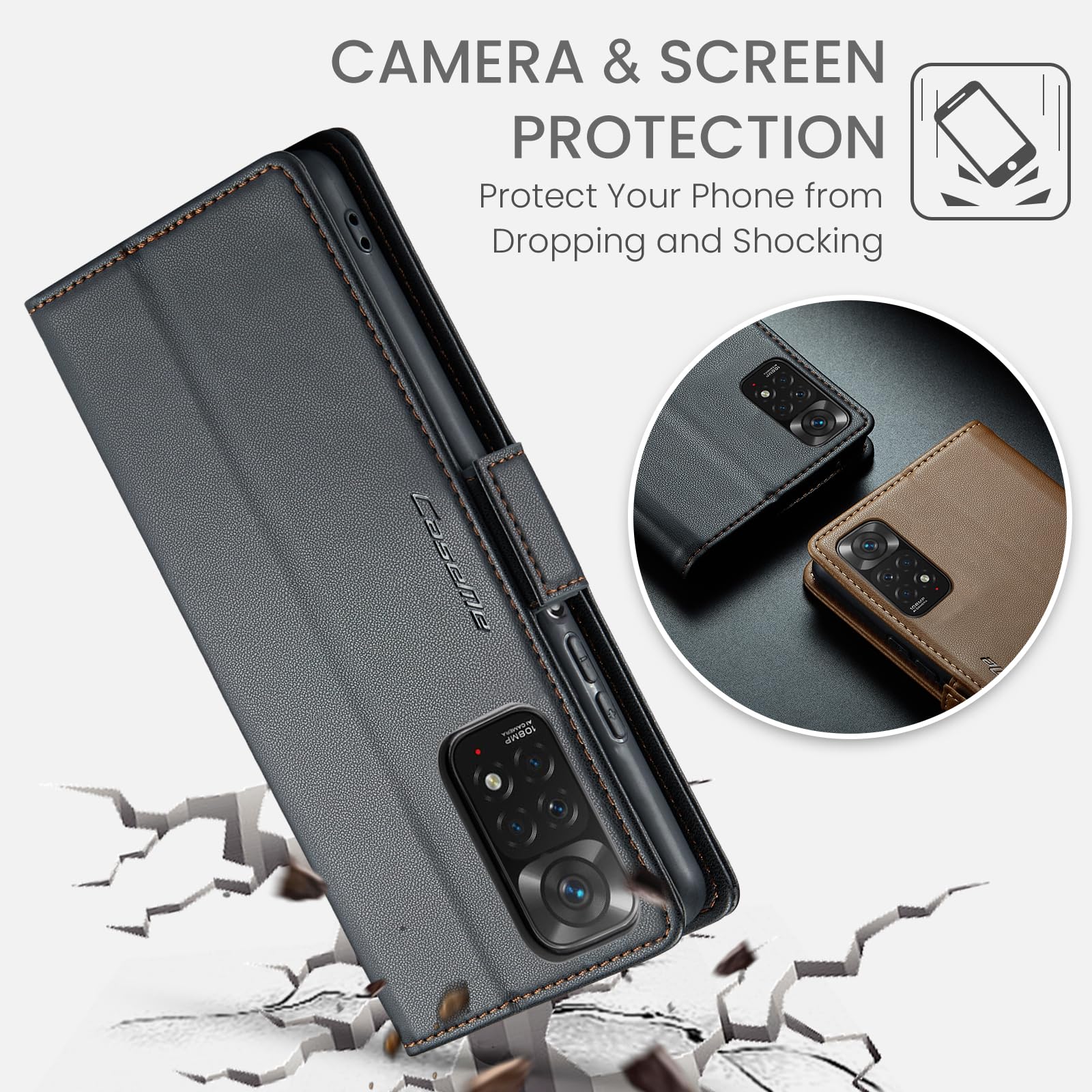 Cover per Xiaomi Redmi Note 11 4G/ Note 11S 4G Custodia Portafoglio [Blocco RFID] Pelle PU Wallet Case Flip Libro con Porta Carte Flip Case per Redmi Note 11/ Note 11S 4G/ Note 12s 4G, Nero