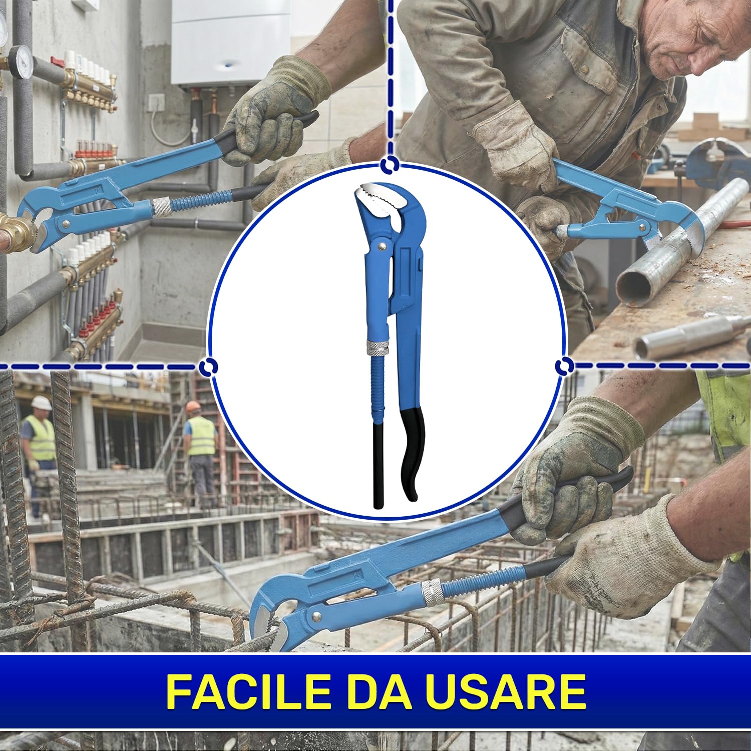 MONTERAL Pappagallo Idraulico da 1 1/2" Tipo S 430 mm - Chiave a Pappagallo è Realizzata in Acciaio Legato al Cromo-Vanadio CrV - Conforme alla Norma DIN 5234