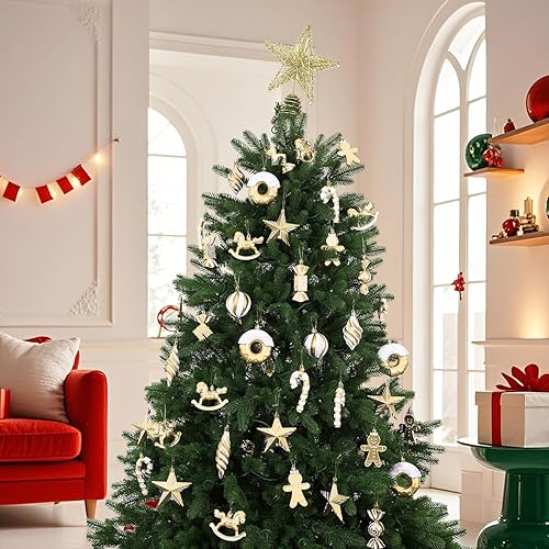 Miniatura 6 de LANGXUN 20 adornos navideños para colgar en el árbol de Navidad de 2024, decoración de árbol de Navidad, caballo de plástico, hombre de jengibre,