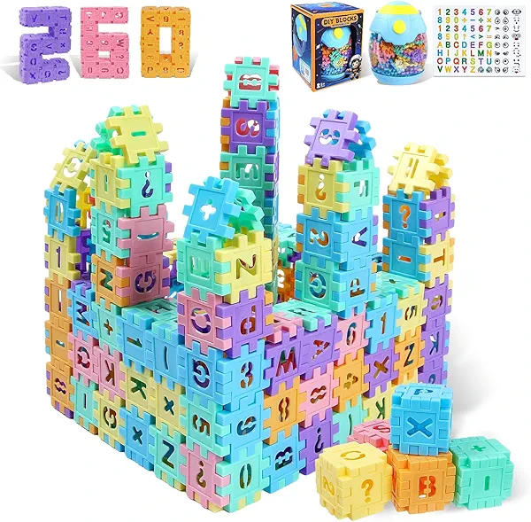 SOPHIYAYA Building Blocks for Toddlers & Kids 260 Pcs Toy Building Sets – STEM Building Toys –Interlocking Building Blocks for Toddlers and Kids