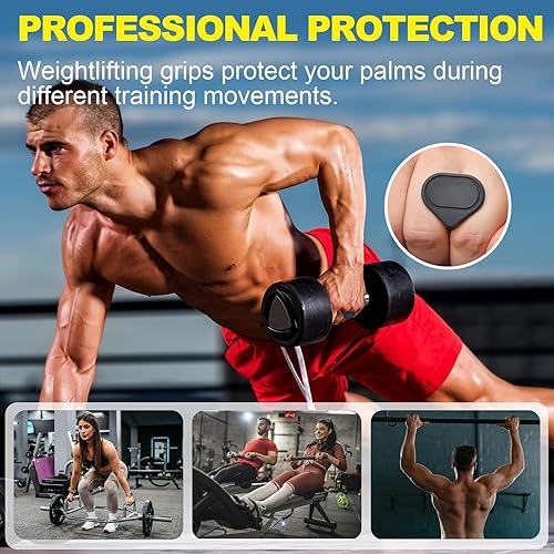 Miniatura 5 de Puños antideslizantes para levantamiento de pesas, puños ergonómicos de entrenamiento, empuñaduras de goma para gimnasio, guantes de gimnasio sin