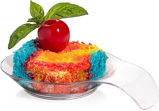 LORESO Comma Appetizer Spoon for Serving Desserts, Cakes, and Hors d'oeuvres Plates - 48 Count Clear Plastic Tasting Spoons for All Occasions - Reusable and Disposable (48, Clear)