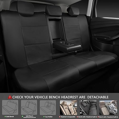 Miniatura 5 de Asiento de coche cubre ajuste universal para coches nuevo coche Pass Skyline Piel Sintética, SUV, vehículos, negro con negro