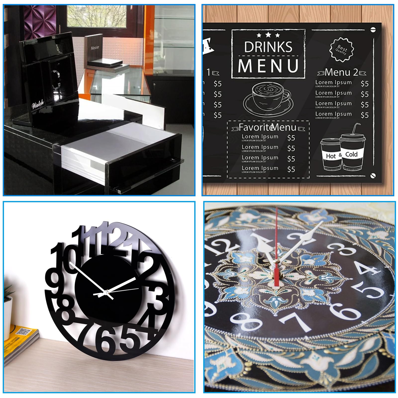 SHUESS 8 placas de cristal acrílico negro 3 mm 30 x 30 cm – Negro Placa acrílica negra lámina acrílica por ambos lados, lámina de plástico de 3 mm para grabado láser, corte, bricolaje, visualización y