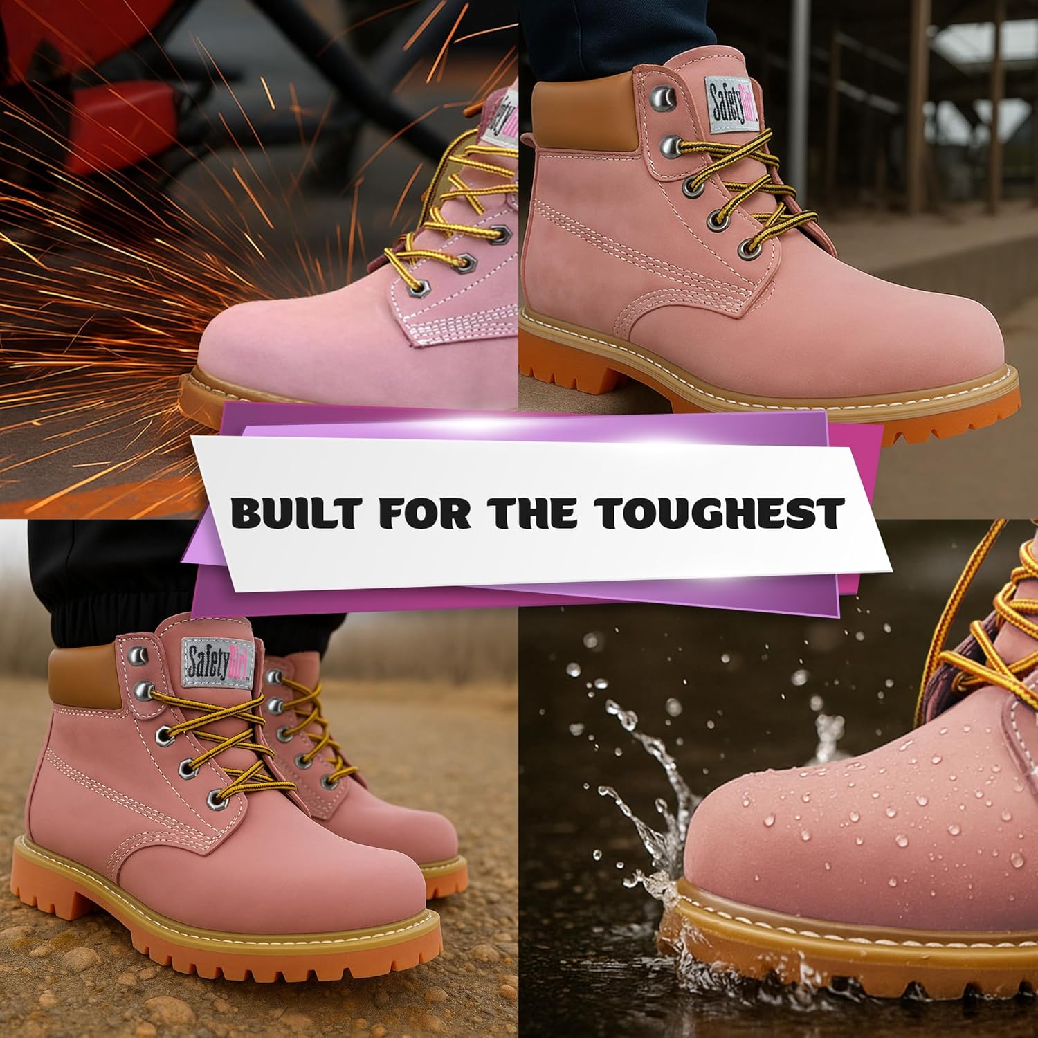 Safety Girl GS004-LTPNK-5.5W Safety Girl II Soft Toe Work Boots - Pink - 5.5W, English, Capacity, Volume, Leather, 5.5W, Pink ()