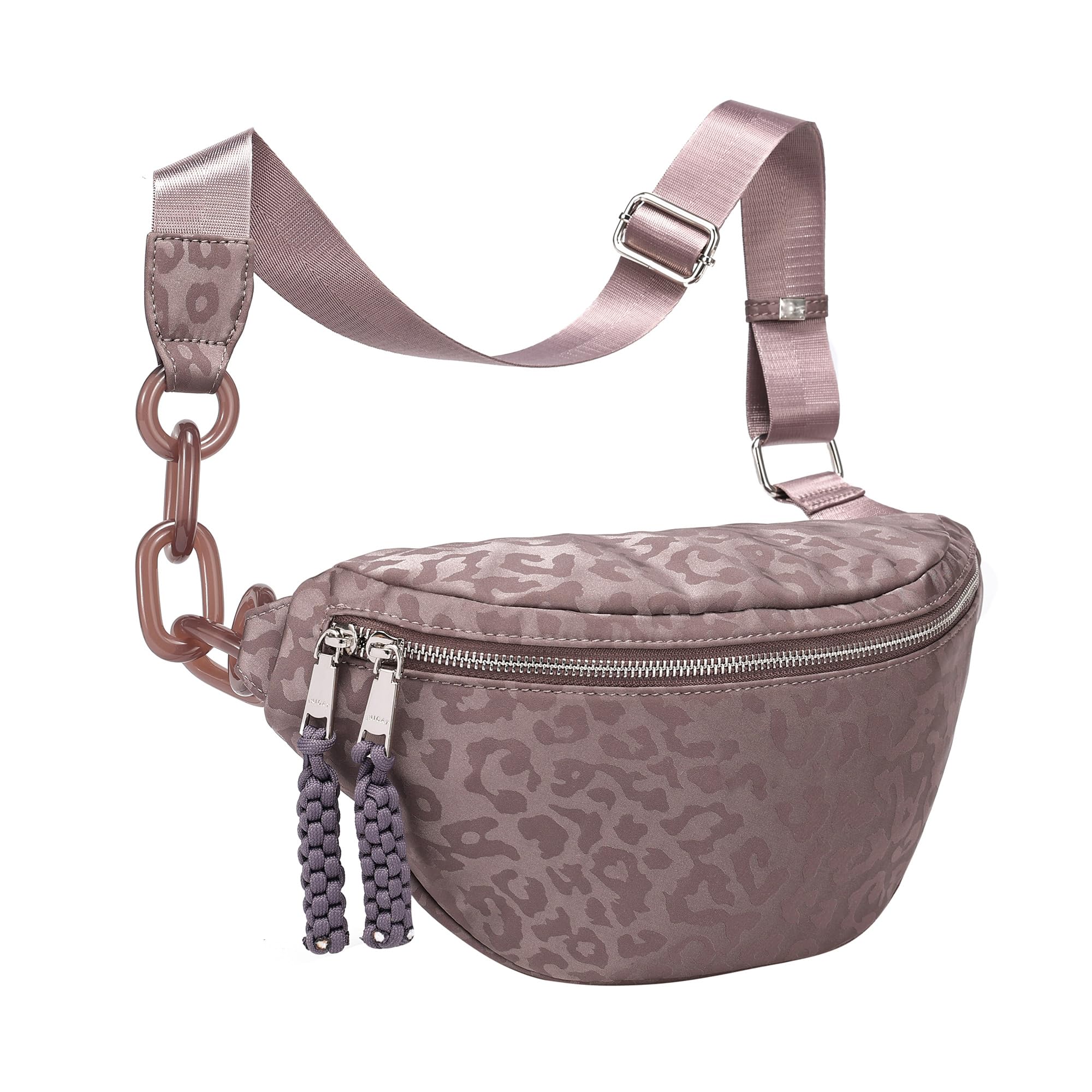 Haytijoe Bum Bag Plus Size Fanny Pack for Women Fashion Waist Pack Travel Crossbody Bags Belt Bag(02-Leopard grey)