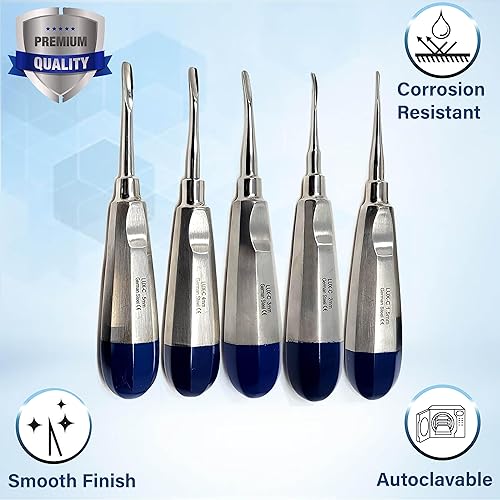 Miniatura 2 de Elevador de luxación dental recto y curvo, osteótomo periodomo, implante oral de muda apical, extracción quirúrgica de raíz de acero inoxidable