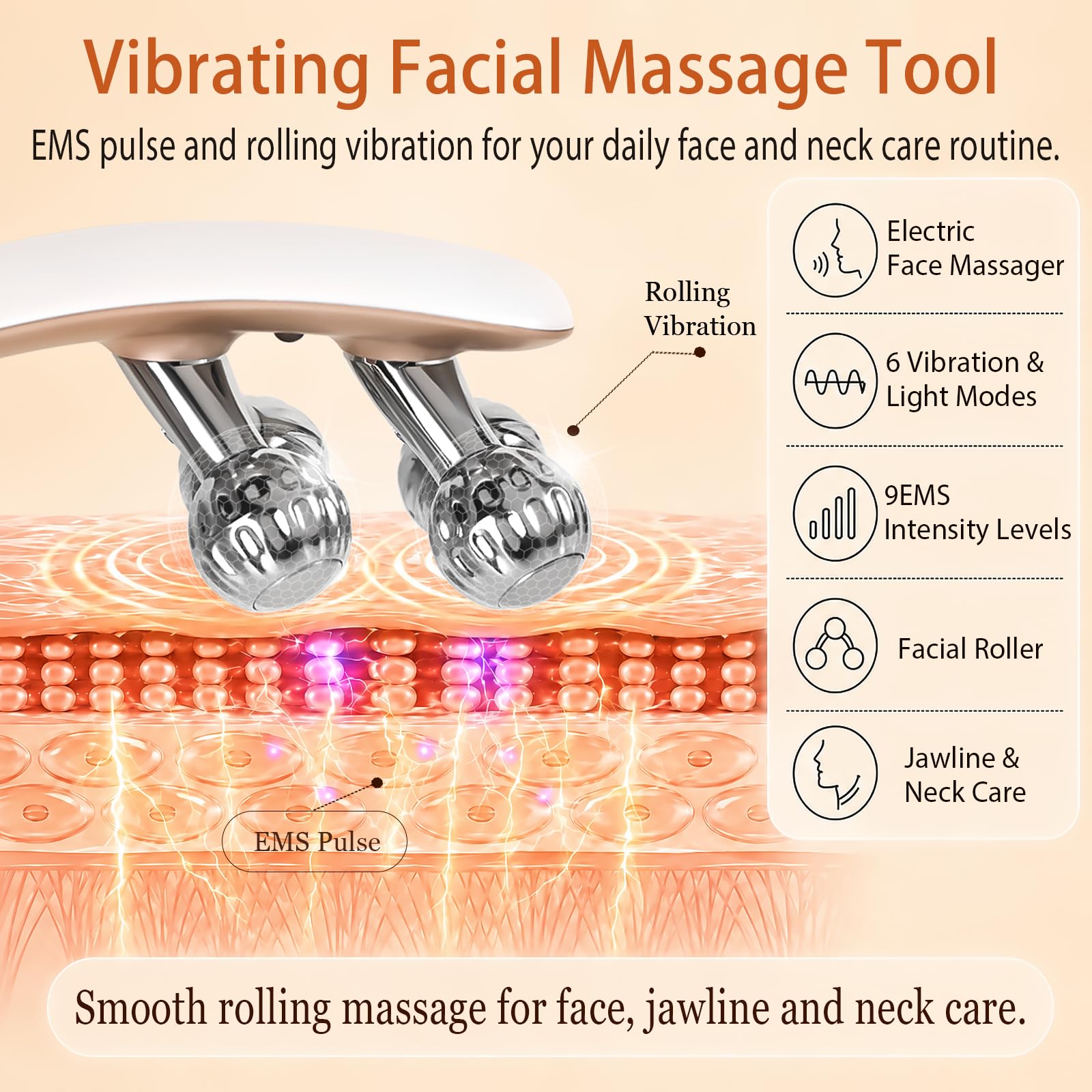 Gesichtsmassagegerät – Radiofrequenz Gesichtspflegegerät-3 Farben LED Licht & 9 Klassen EMS,3 Modus V Shape Face Gerät, für Doppelkinn entferner Hautstraffung & Verbesserung des Hautbilds