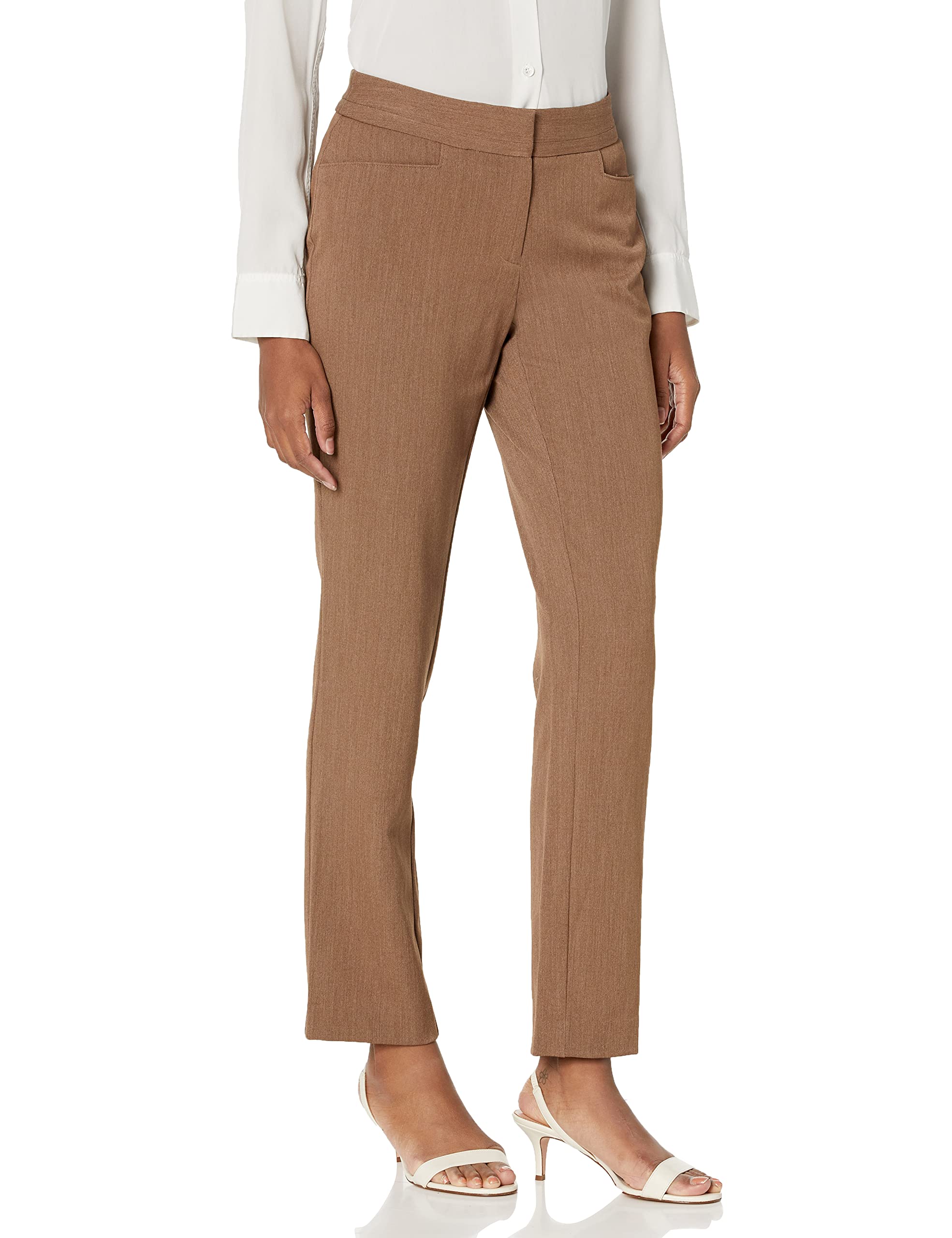 Rafaella Womens Curvy Gabardine Slim Leg Stretch Dress Pant 30 Inch Inseam Pull-on with Pockets Petite Size 4-14