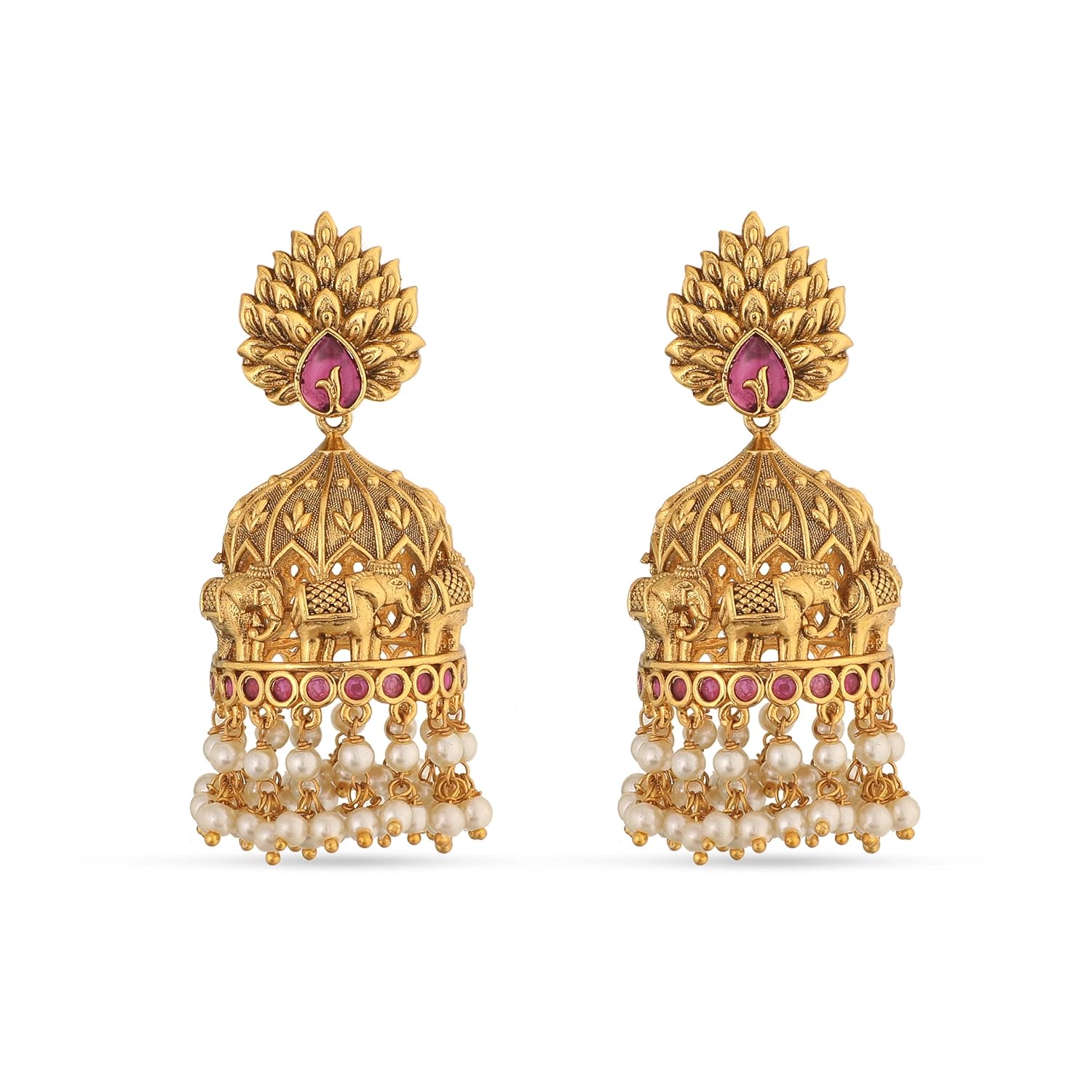TARINIKA Antique Gold Plated Jhumka Earrings with CZ Stones & Pearls - Brass Fashion Jewelry for Women Traditional Pearl J... - Review, Price and Buying Guide