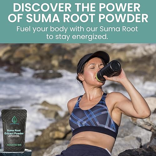 Miniatura 3 de Holistic Bin Polvo de ginseng de raíz cosechada silvestre - Ginseng brasileño de raíz de Suma para té y batidos - Extracto de adaptógeno - Sin OMG -