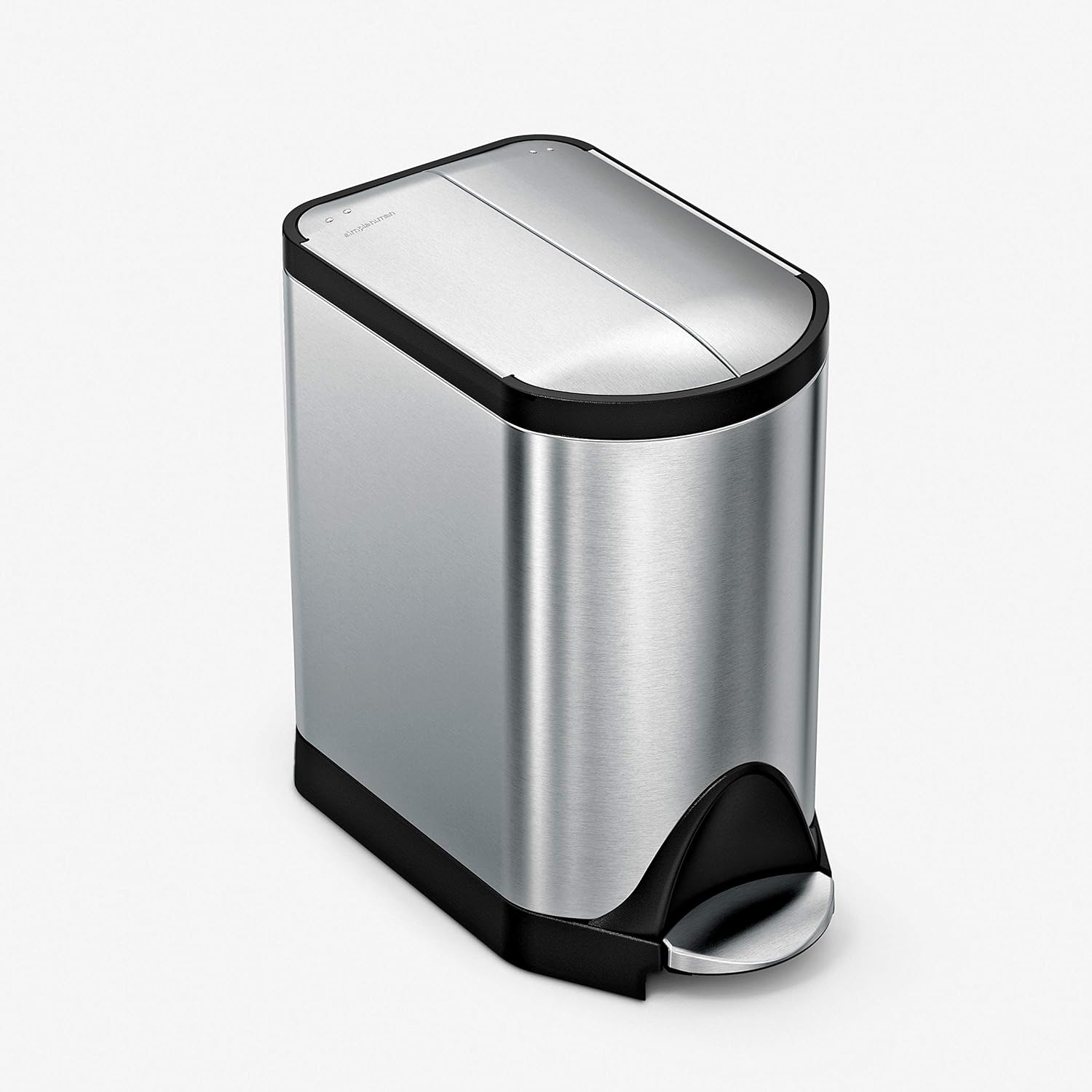 simplehuman 20 Liter / 5.3 Gallon Butterfly Lid Kitchen Step Trash Can, Brushed Stainless Steel