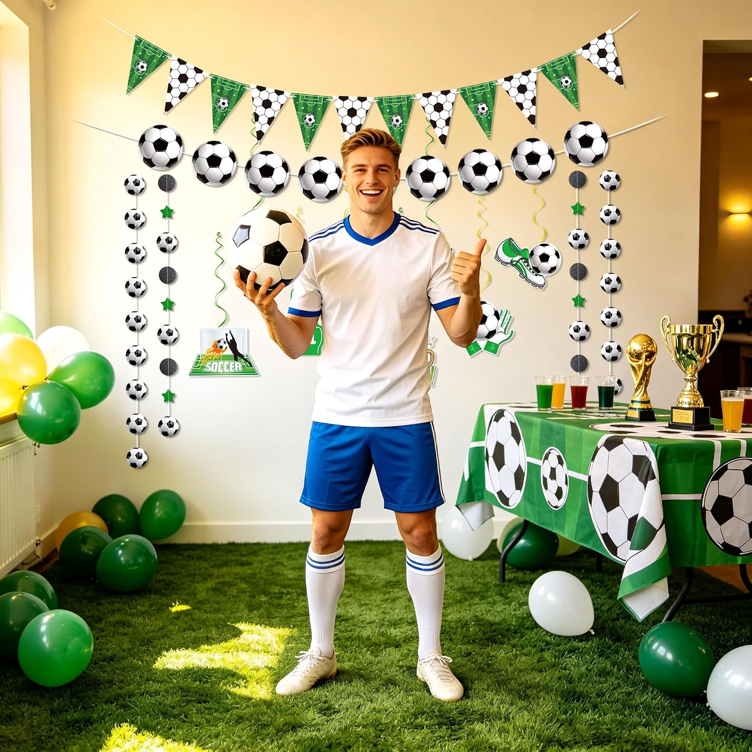 World Soccer Banner Garland Soccer Cup Party Decorations 2026 World Football Hanging Garland 2026 Sport Birthday Decor Party Supplies