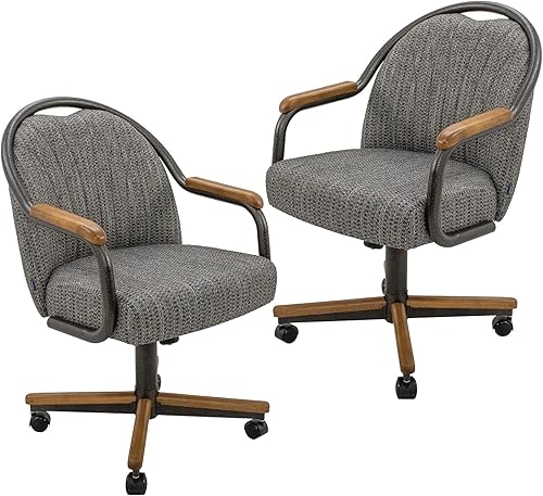 Miniatura 43 de Chromcraft Juego de 4 sillas de comedor de cocina, giratorias, sillas de comedor, sillas tapizadas de espuma viscoelástica con ruedas giratorias