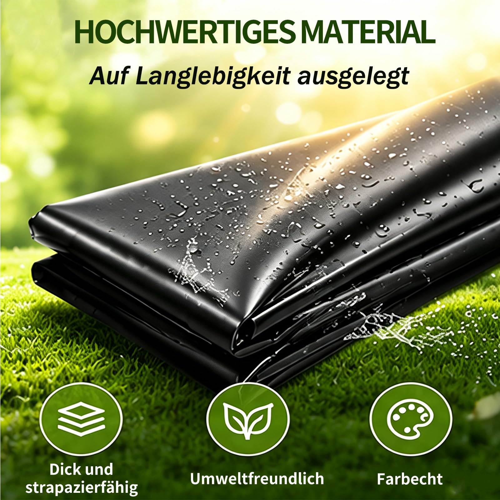 Premium PVC Teichfolie schwarz,HDPE Folie,Schwimmteich Folie Gartenteich | Flexibel Teichfolien Scheibe,Wasserdicht Und Leckdest,Langlebig,Uv-Und Witterungsbeständig Für Teich In Verschiedenen Größen