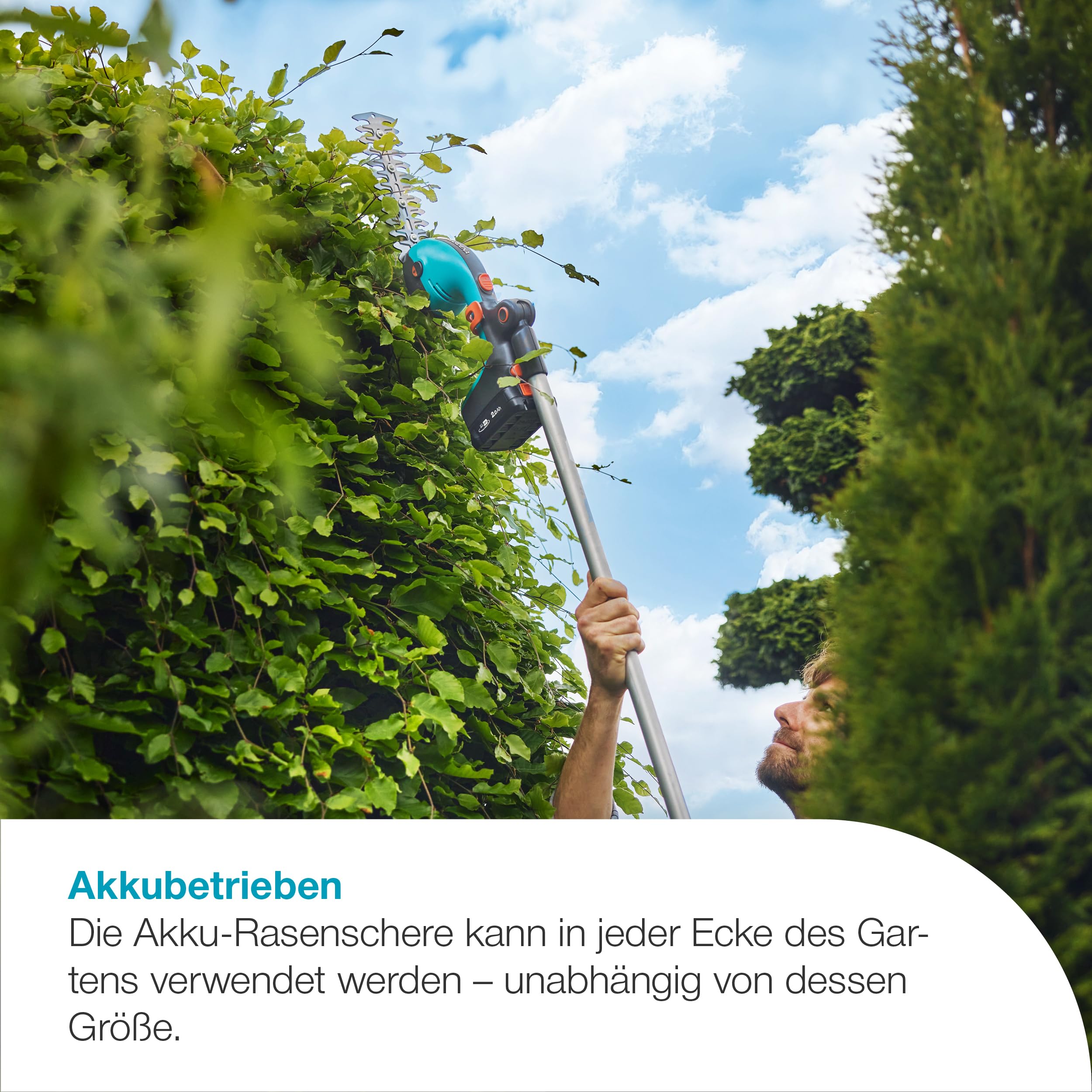 Gardena Akku-Gras- und Strauchschere Set PowerCut 20/18V P4A Solo (ohne Akku) inkl. Stiel und Räder (14752-55)
