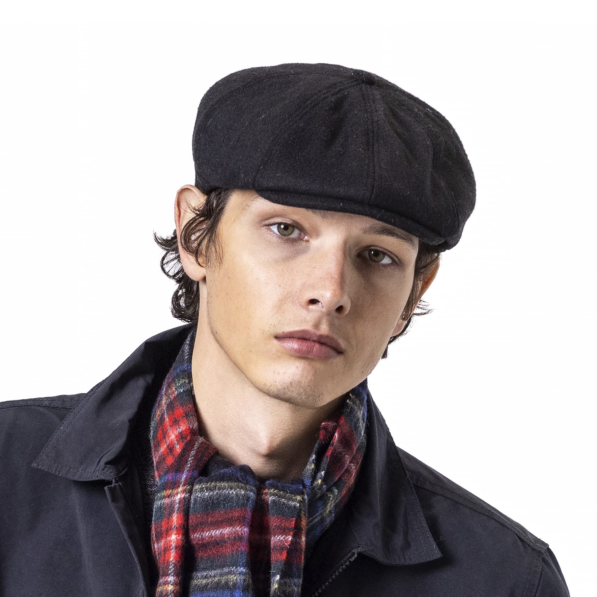 Heritage Traditions Felt Newsboy Cap Hat (Black)