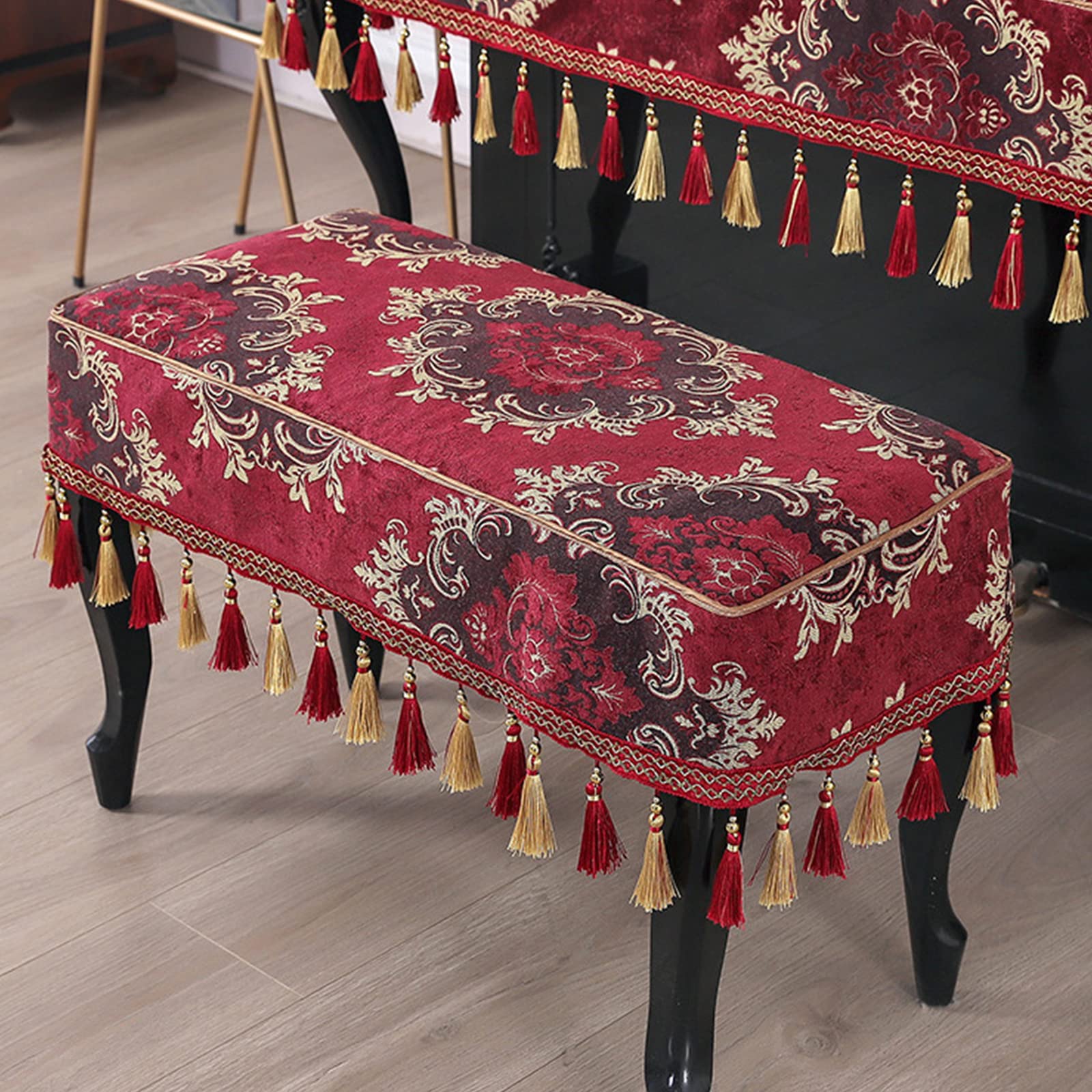 Coperture in Tessuto Poncho per Pianoforte, Mezza Copertura per Pianoforte alla Moda di Lusso, Copertura per Tastiera Elettronica per Pianoforte,Red