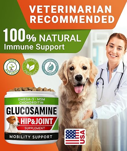 Miniatura 7 de Golosinas de glucosamina para perros – Suplemento para articulaciones con aceite de pescado omega-3 – condroitina, MSM – Masticables de movilidad