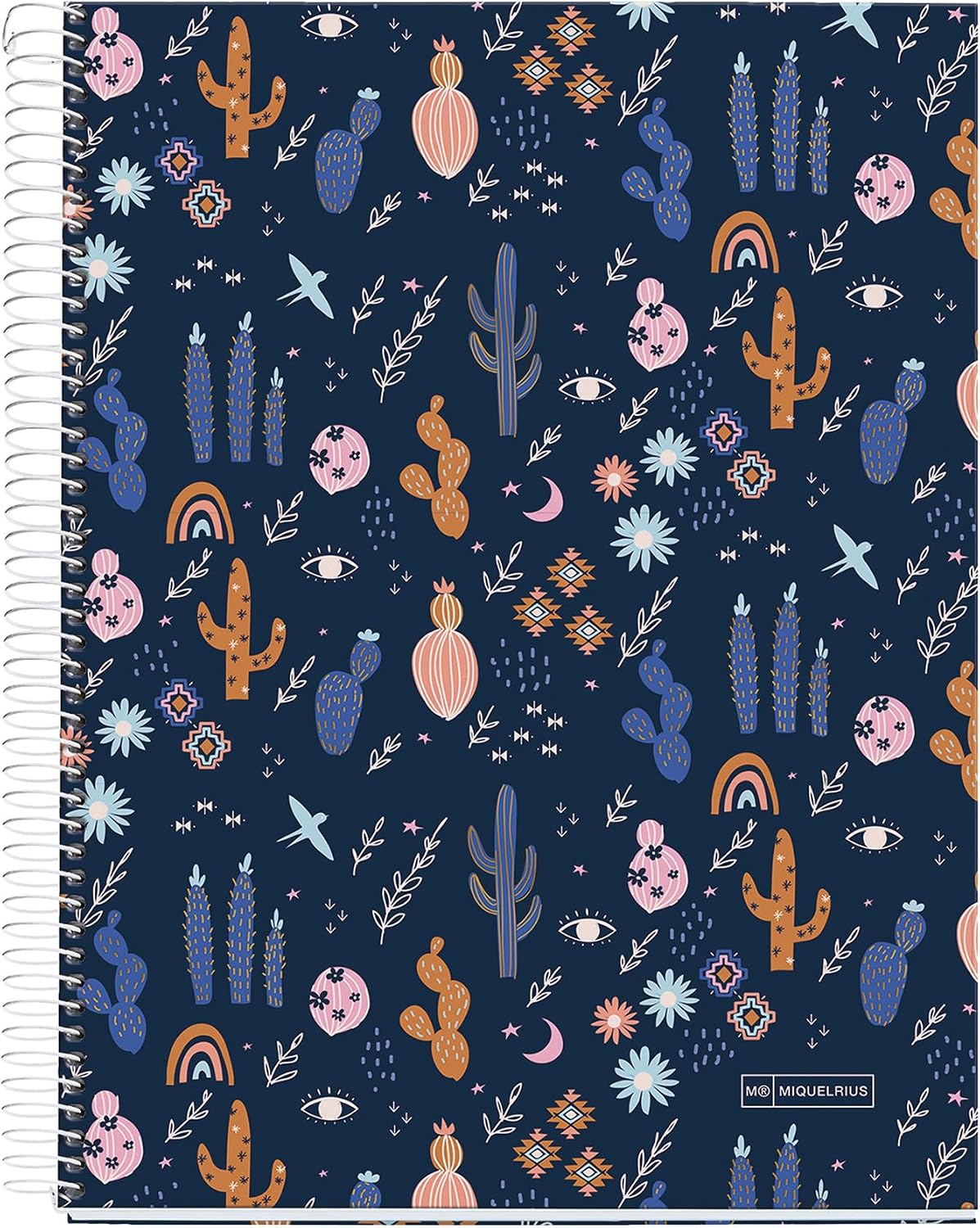 ROARING SPRING M MiquelRius Fashion Collection, Lined 4 Subject Notebooks, 5-Pack, 11" x 8.5", 120 Perforated Sheets, Colored Sections, 3 Hole Punched, Desert Cardboard Cover
