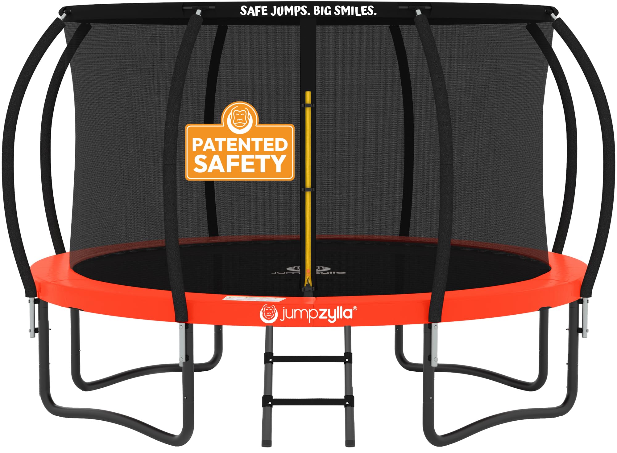 JUMPZYLLA Trampoline Outdoor 8FT 10FT 12FT 14FT 15FT 16FT with Enclosure, Non-Slip Ladder & Anti-Rust Coated Frame, ASTM Approved Recreational Backyard Large Trampoline with Net for Kids & Adults