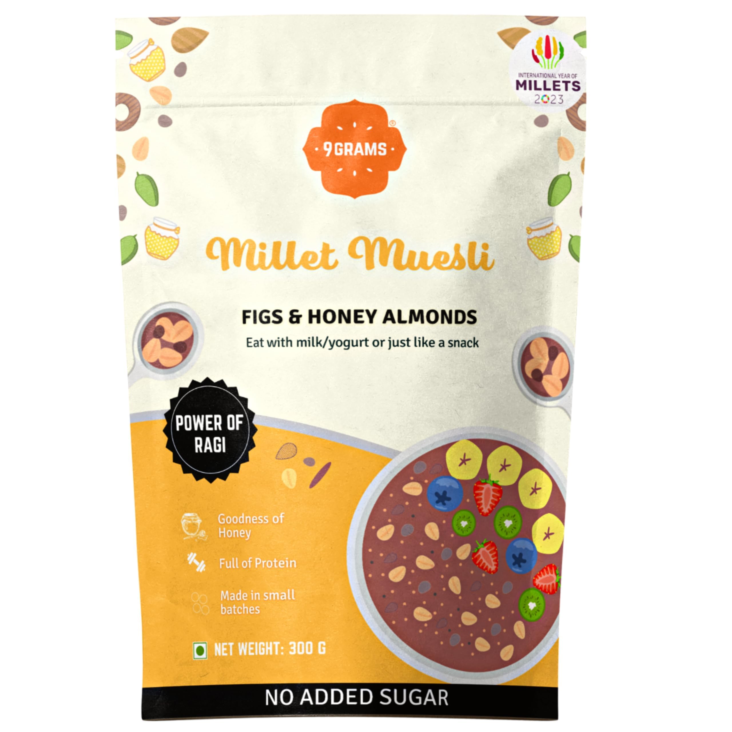 9GRAMS Millet Muesli With Figs,Honey Almonds & Raisins|Made With Ragi Millets & Oats|No Added Sugar|Protein & Fibre Rich|Breakfast Without Added Sugar Or Preservatives (Figs & Honey Almonds 300G) (B0CPSFGMJ1) Amazon Price History, Amazon Price Tracker