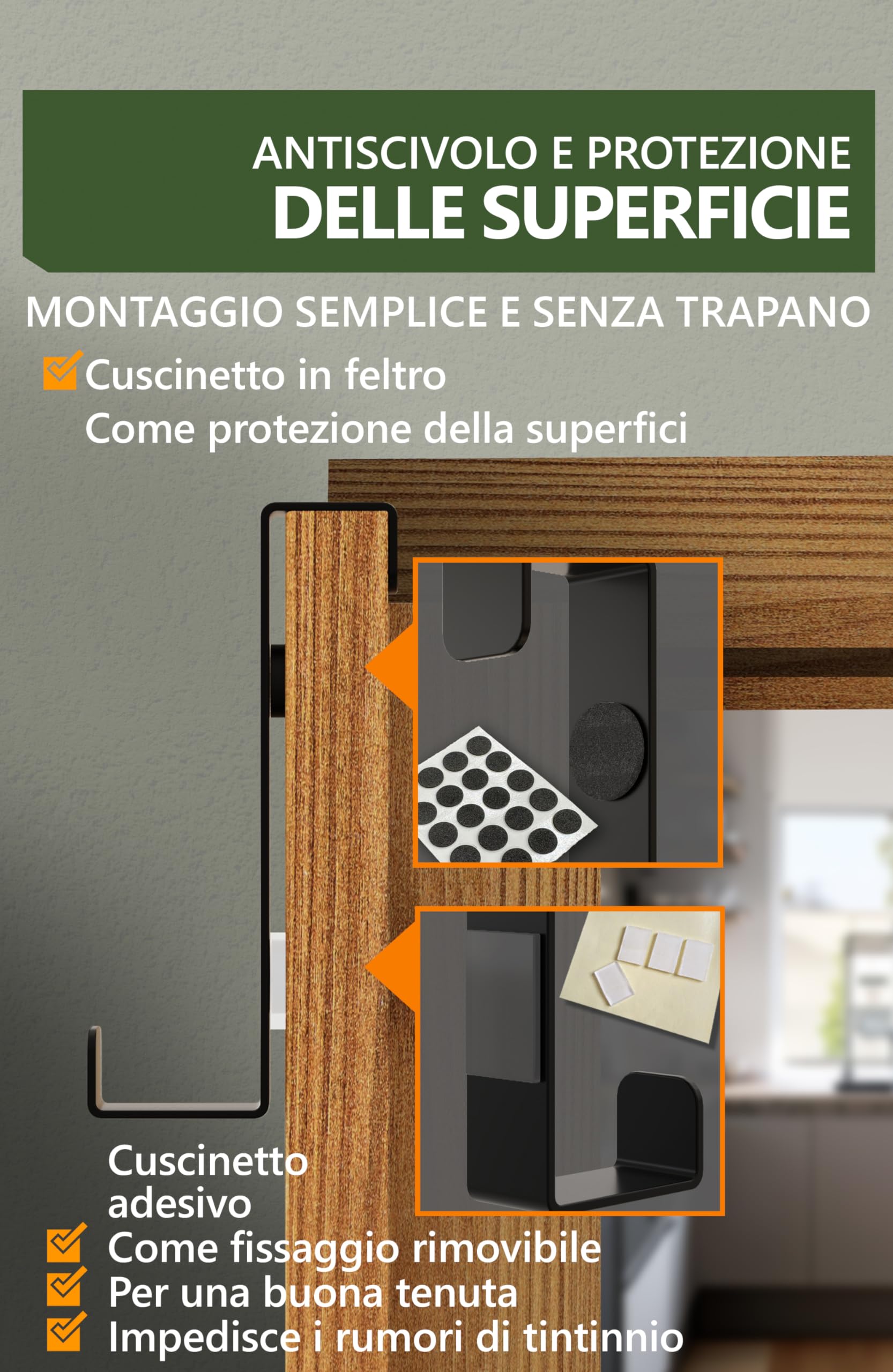 Ganci Da Porta 4smile - Set Da 10 Pezzi, Acciaio Verniciato, Bianco, 1.6-2.2cm - Foto 4