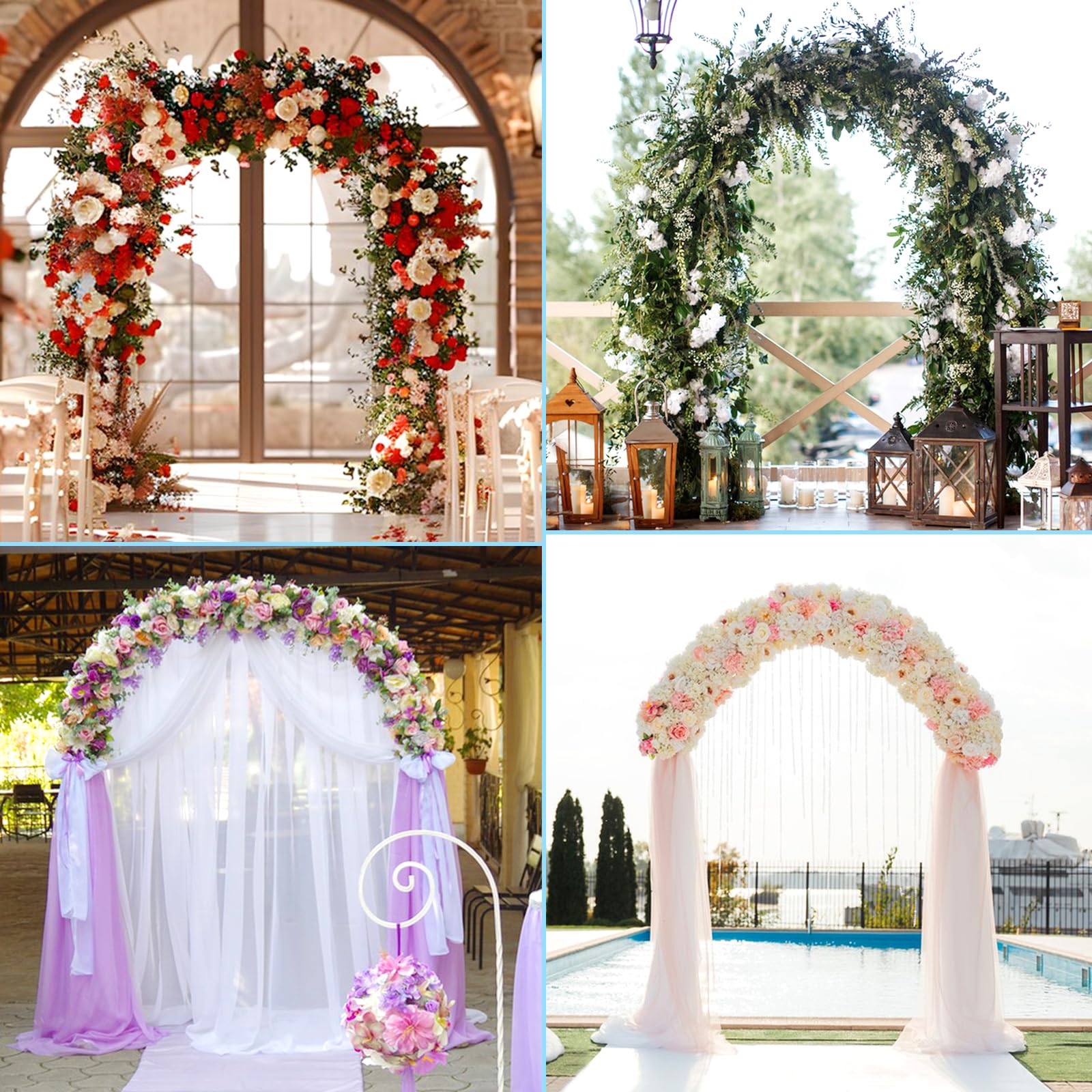 Outsunny 3-Piece Gold Wedding Arch Set - 7ft, 6.5ft, 6ft Metal Backdrop Stand For Parties & Ceremonies