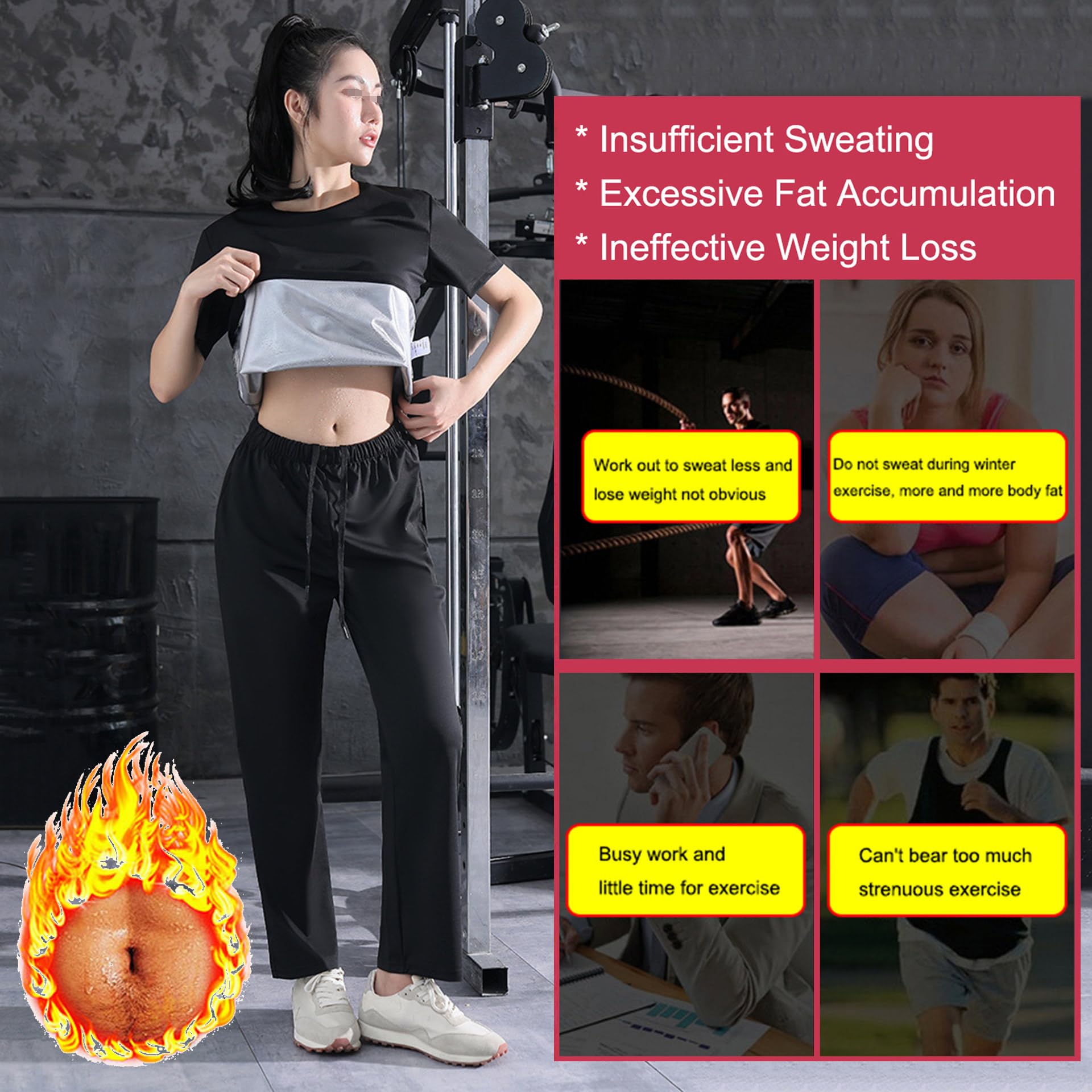 Traje Sauna Mujer Adelgazante, Trajes De Sudoración, Fajas Reductoras Mujer Adelgazantes, Trajes De Sudor Fitness Yoga Running Gimnasio, Conjunto De Pantalón Superior