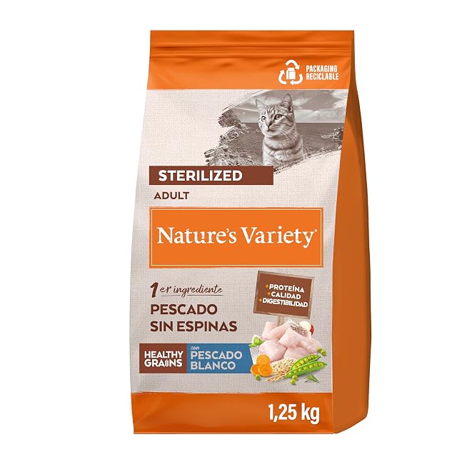 Nature's Variety Healthy Grains - Pienso para Gatos Esterilizados Adultos con Pescado blanco sin espinas