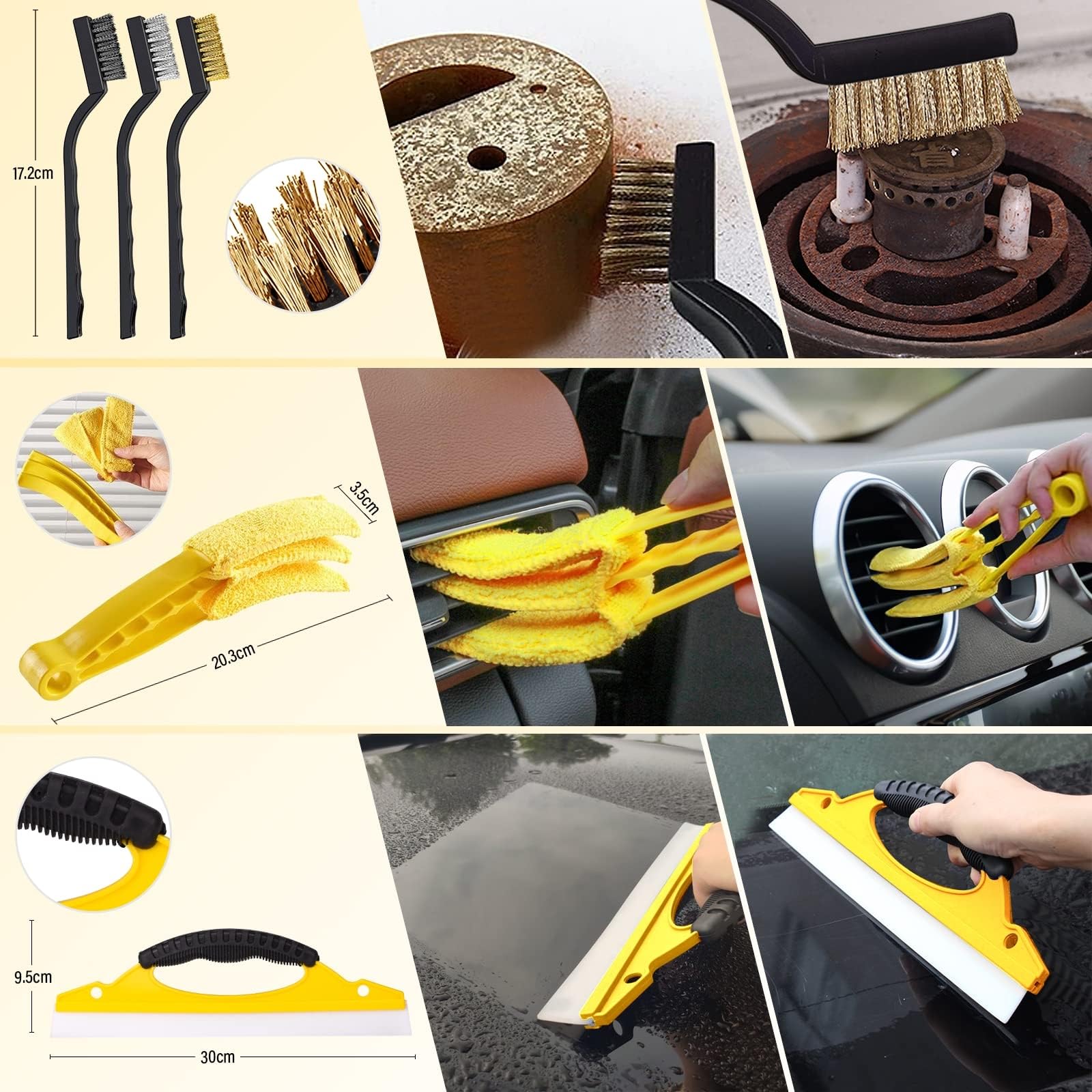 AOKITO Kit de nettoyage de voiture - 20 pièces pour l'intérieur et l'extérieur - Kit de lavage de voiture avec brosses, éponges de polissage, gel de nettoyage et plus encore - Sac de transport