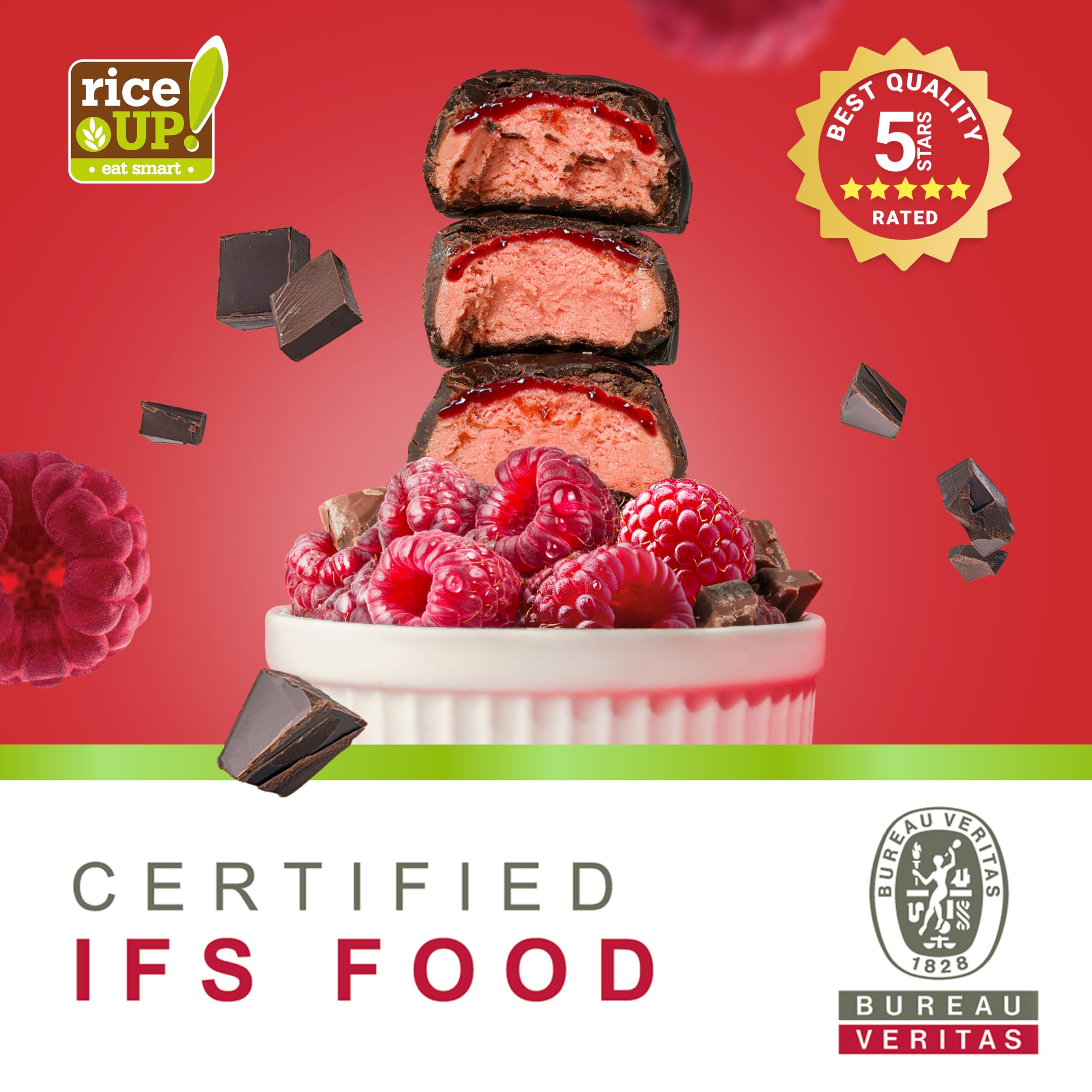 RiceUP! Barre Protéinée Framboise 30% – Barre Protéine Sans Sucre Ajouté, Sans Gluten & Sans Huile de Palme – Snack Protéiné Fitness & Nutrition Sportive – 15 x 40 g
